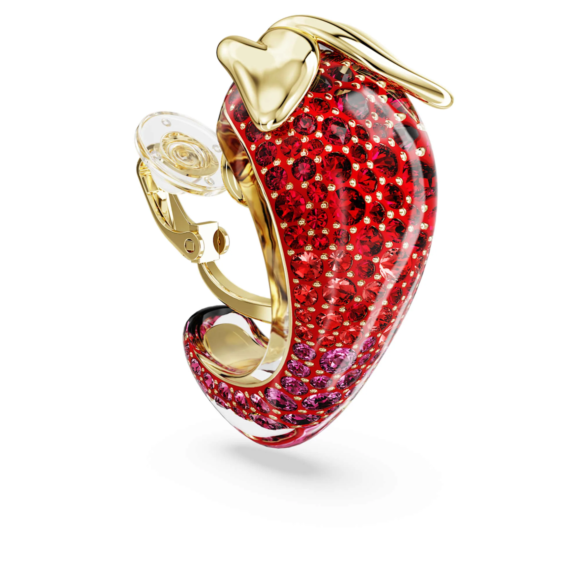 Idyllia clip earrings Red, 18K gold finish - Image 3