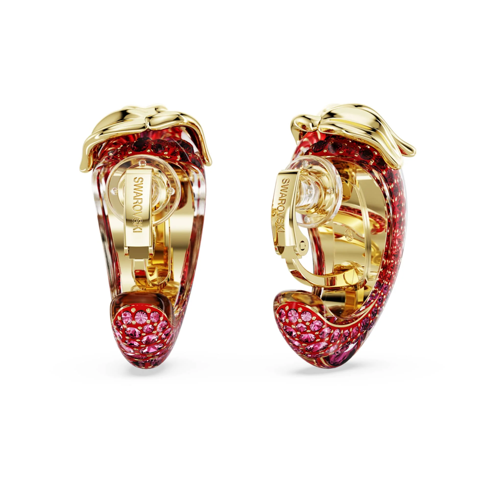 Idyllia clip earrings Red, 18K gold finish - Image 4