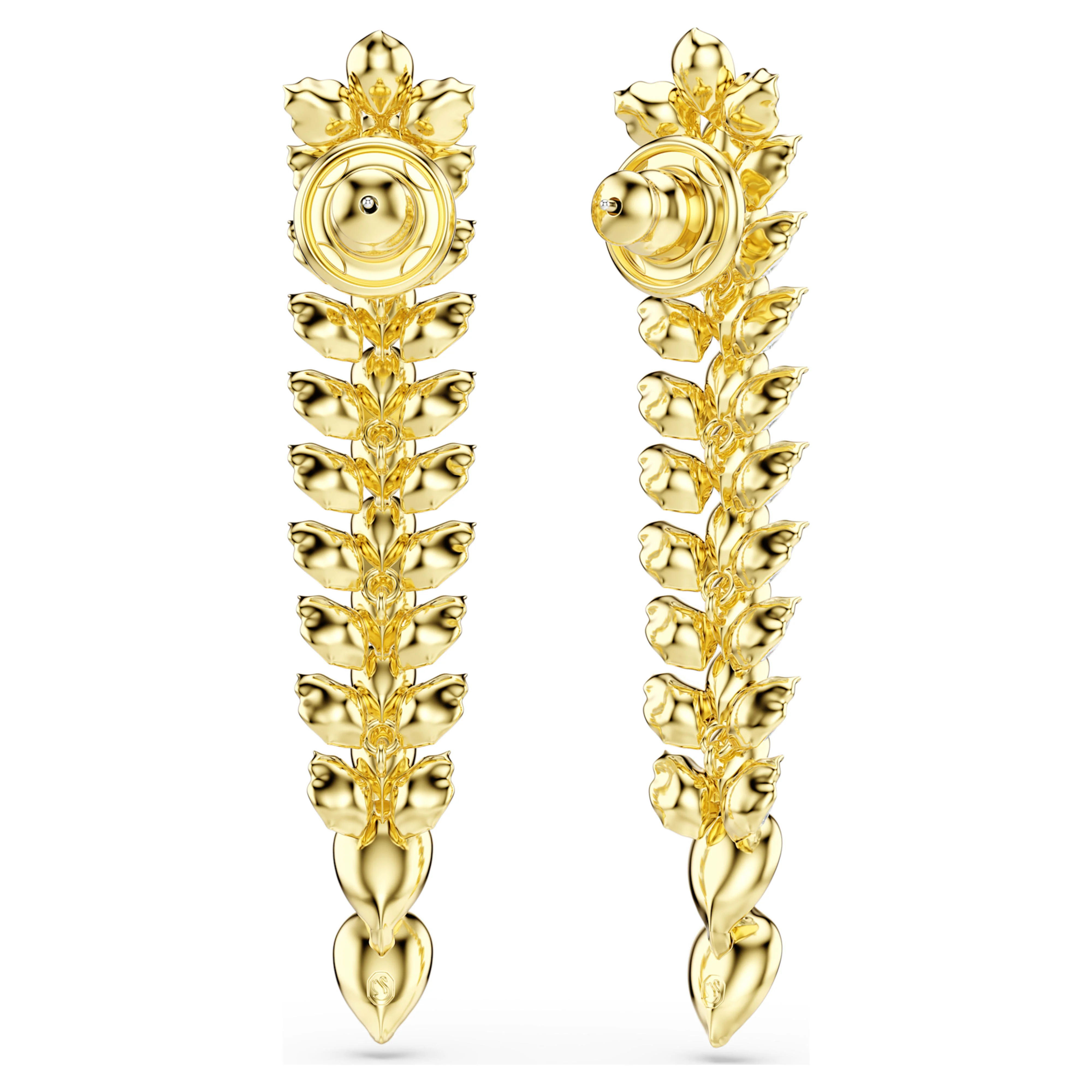 Idyllia drop earrings Mixed cuts, Long, White, Gold-tone plated - Image 4