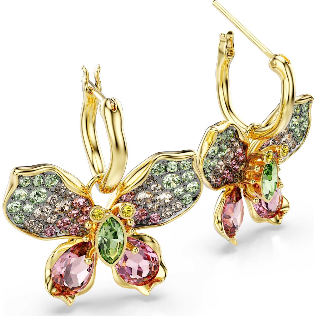Idyllia drop earrings, Mixed cuts, Pavé, Butterfly, Multicolored, Mixed metal finish - Image 3