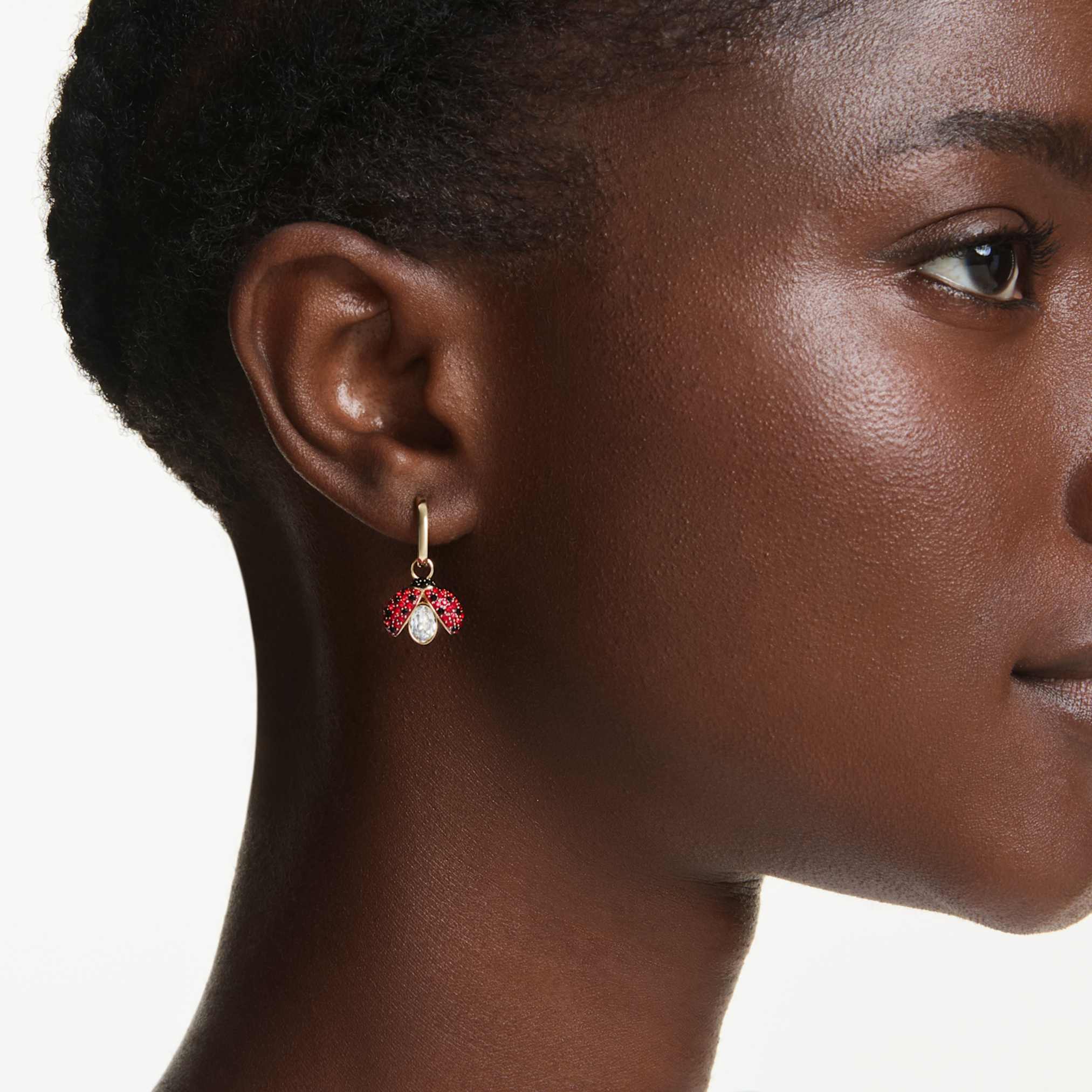 Idyllia drop earrings Set (3), Ladybug, Clover, Strawberry, Multicolored, Gold-tone plated - Image 8