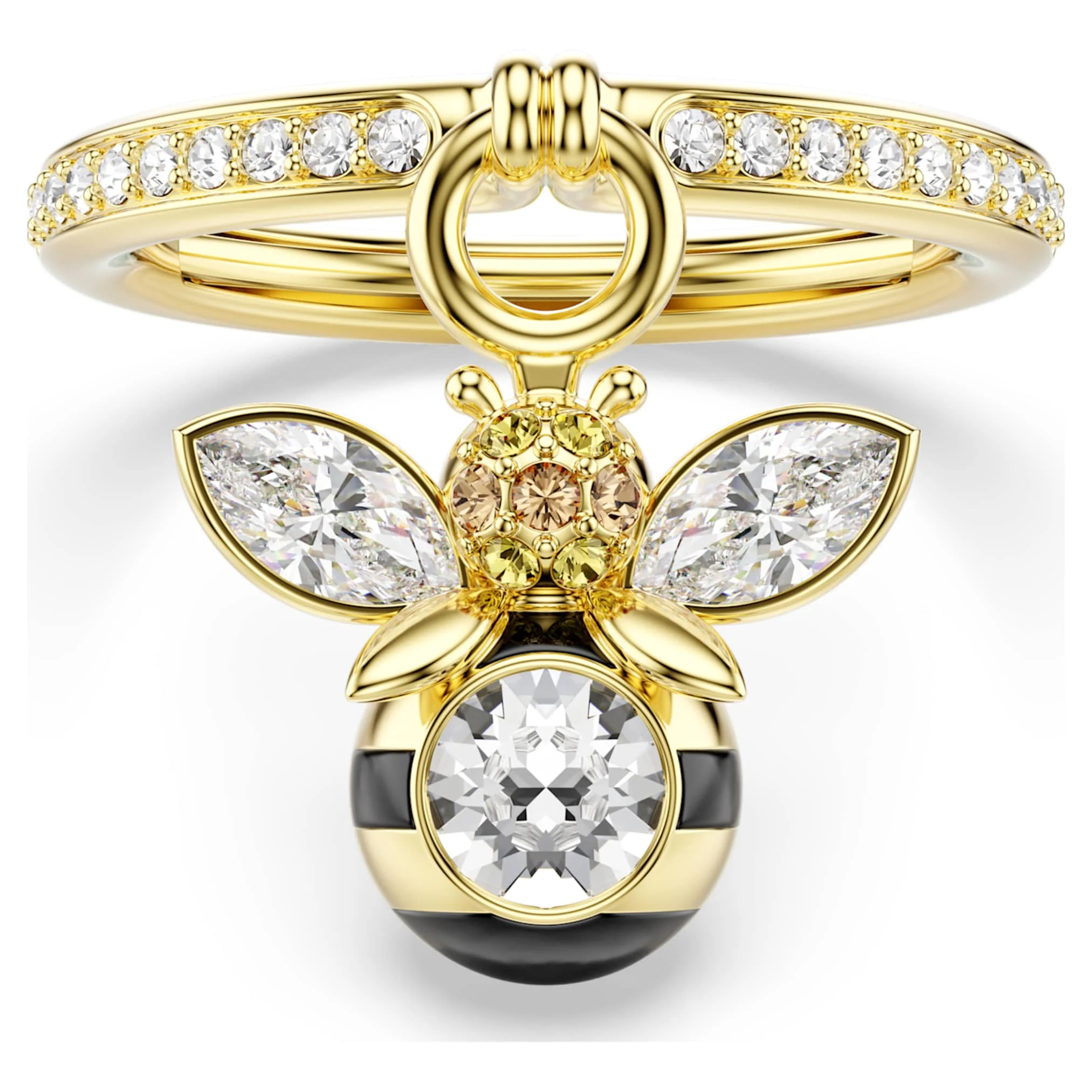 Idyllia motif ring Mixed cuts, Bee, Multicolored, Gold-tone plated
