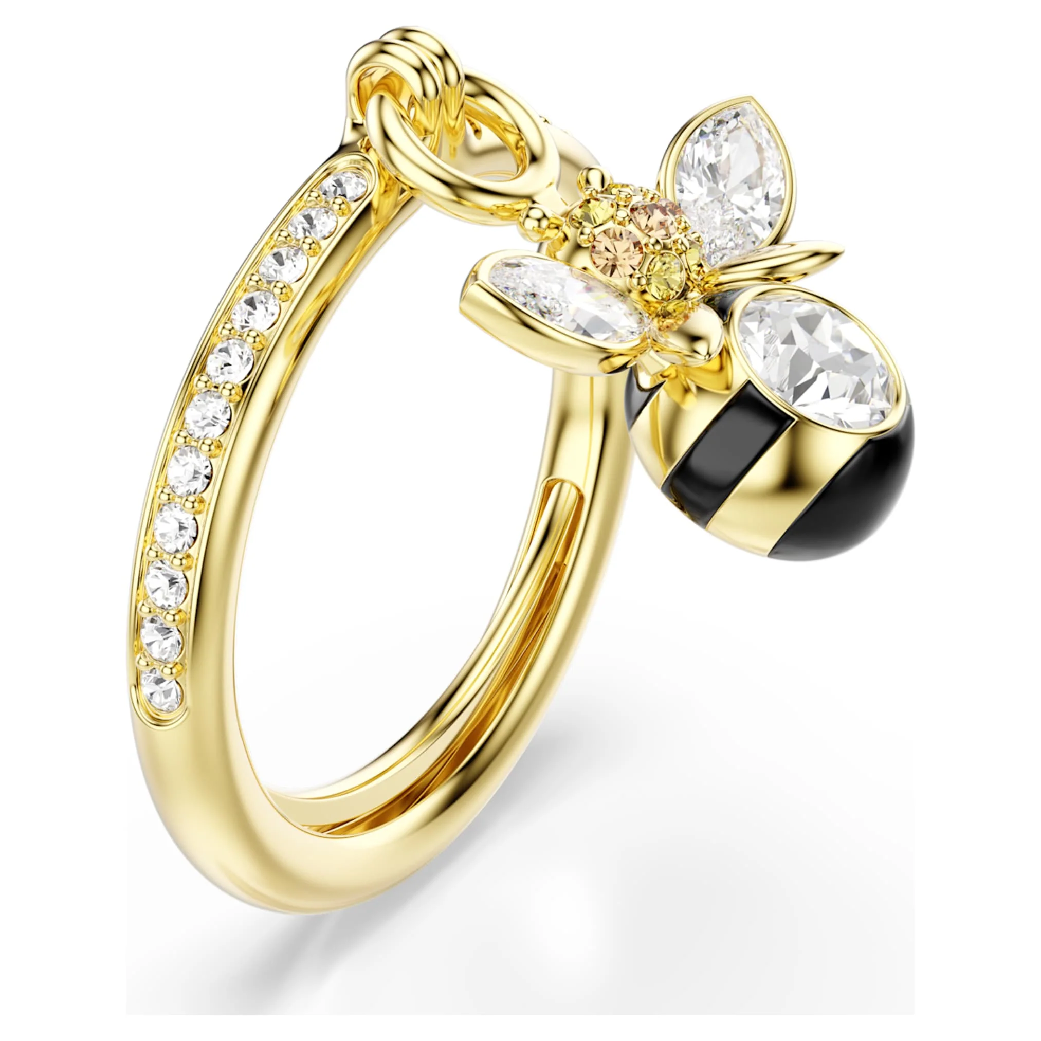Idyllia motif ring Mixed cuts, Bee, Multicolored, Gold-tone plated - Image 2