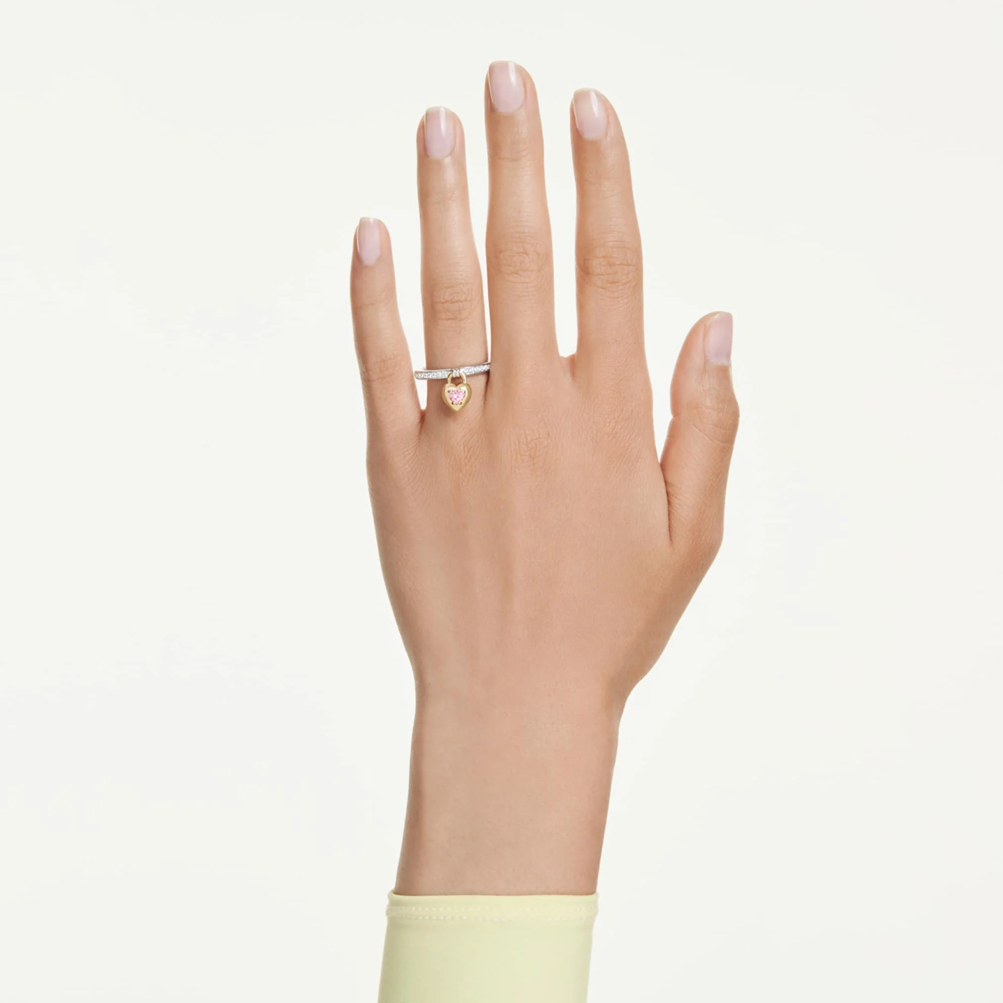 Idyllia motif ring Mixed cuts, Heart, Pink, Mixed metal finish - Image 7