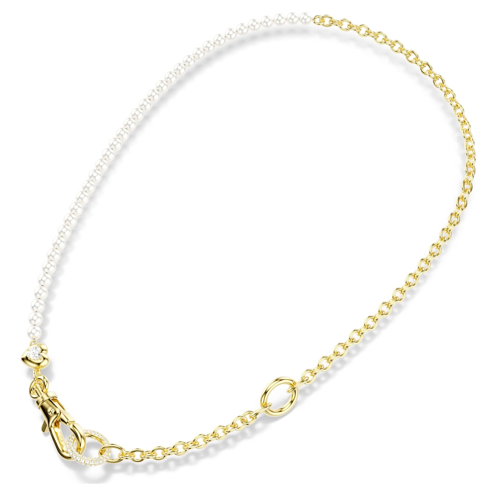 Idyllia necklace Crystal pearl, White, Gold-tone plated - Image 3