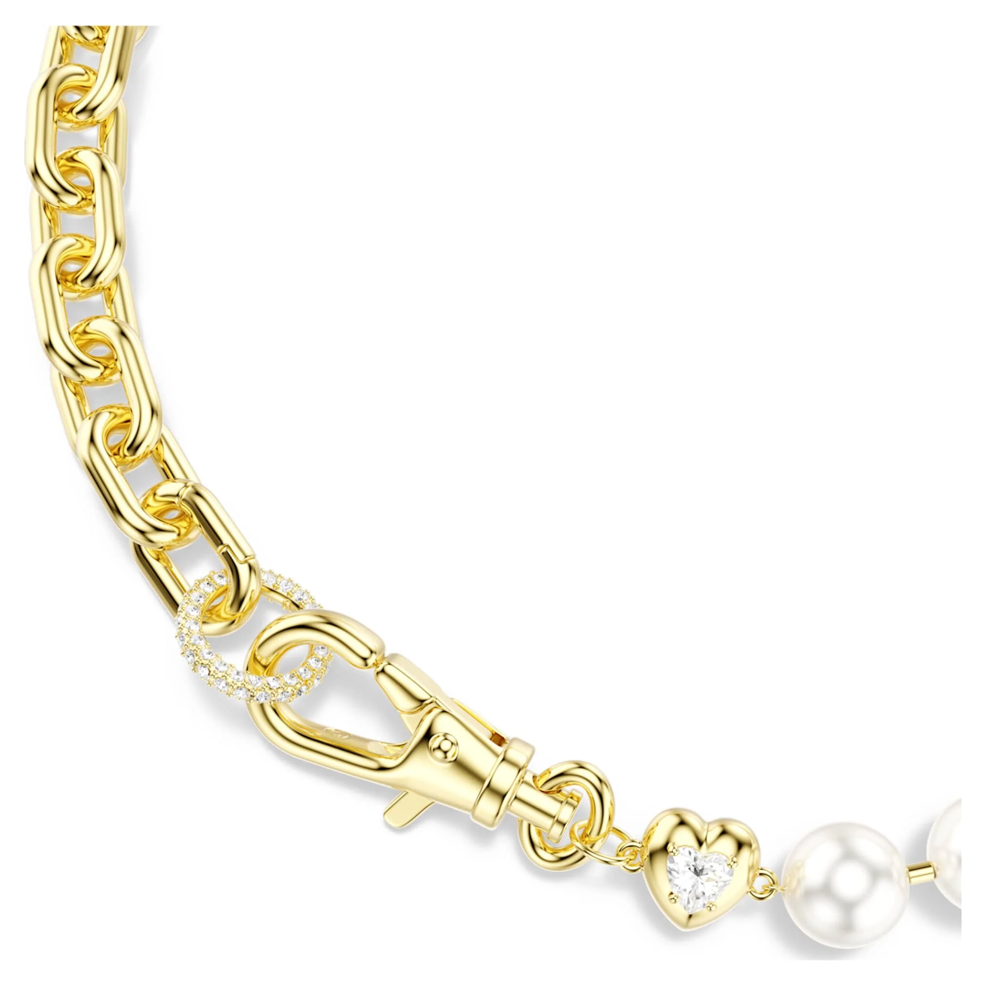 Idyllia necklace Crystal pearl, White, Gold-tone plated - Image 4