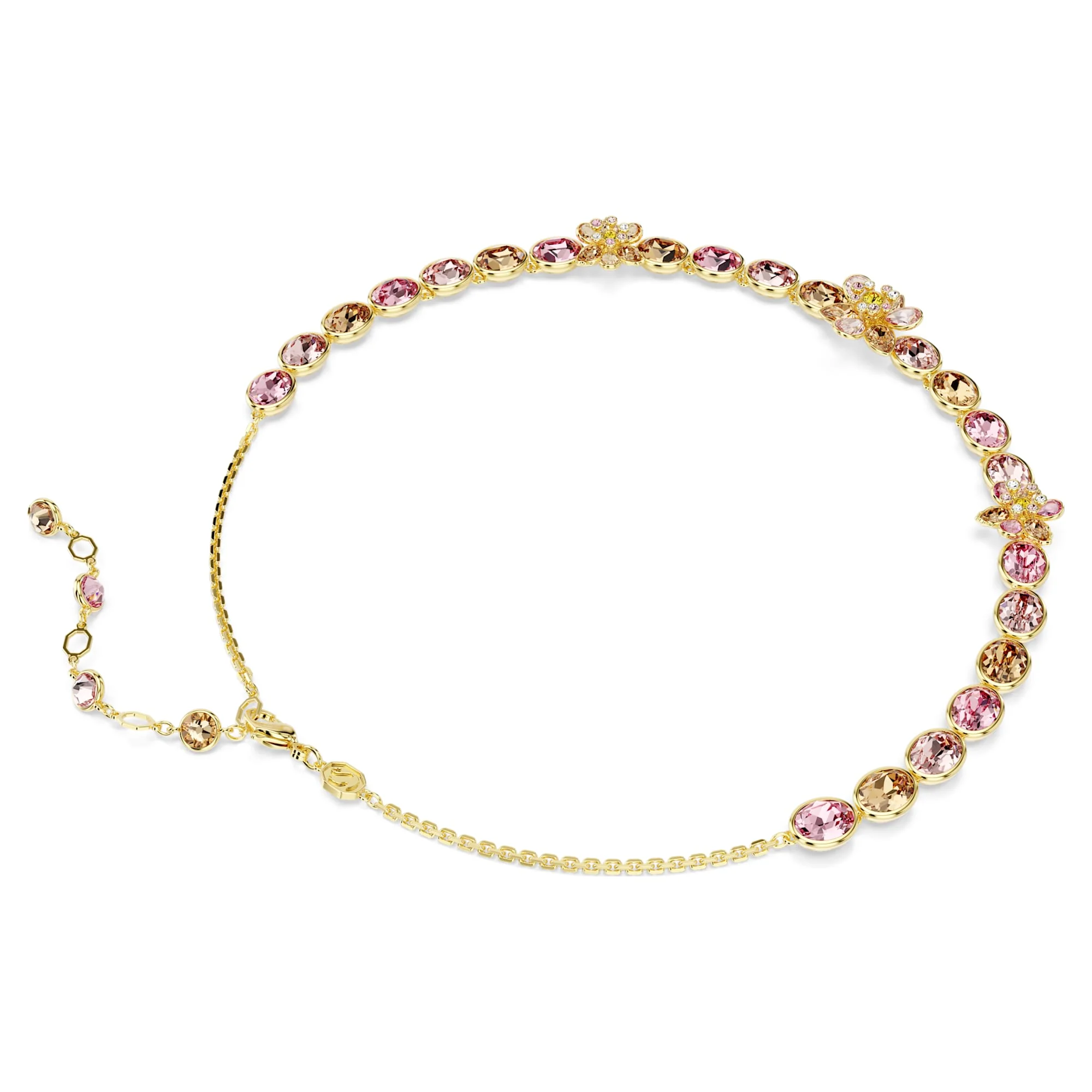 Idyllia necklace Mixed cuts, Flower, Multicolored, Gold-tone plated - Image 5