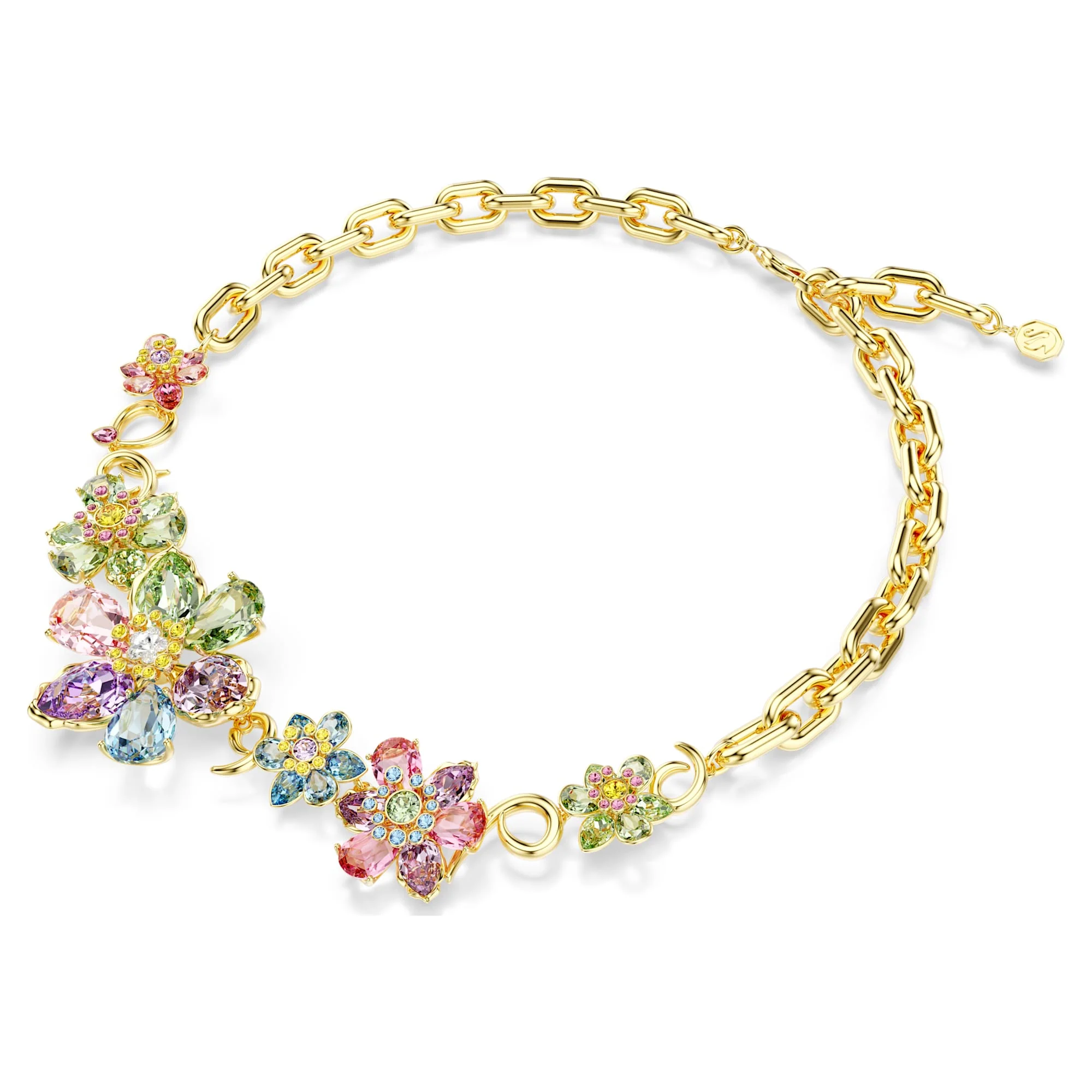 Idyllia necklace Mixed cuts, Flower, Multicolored, Gold-tone plated - Image 2