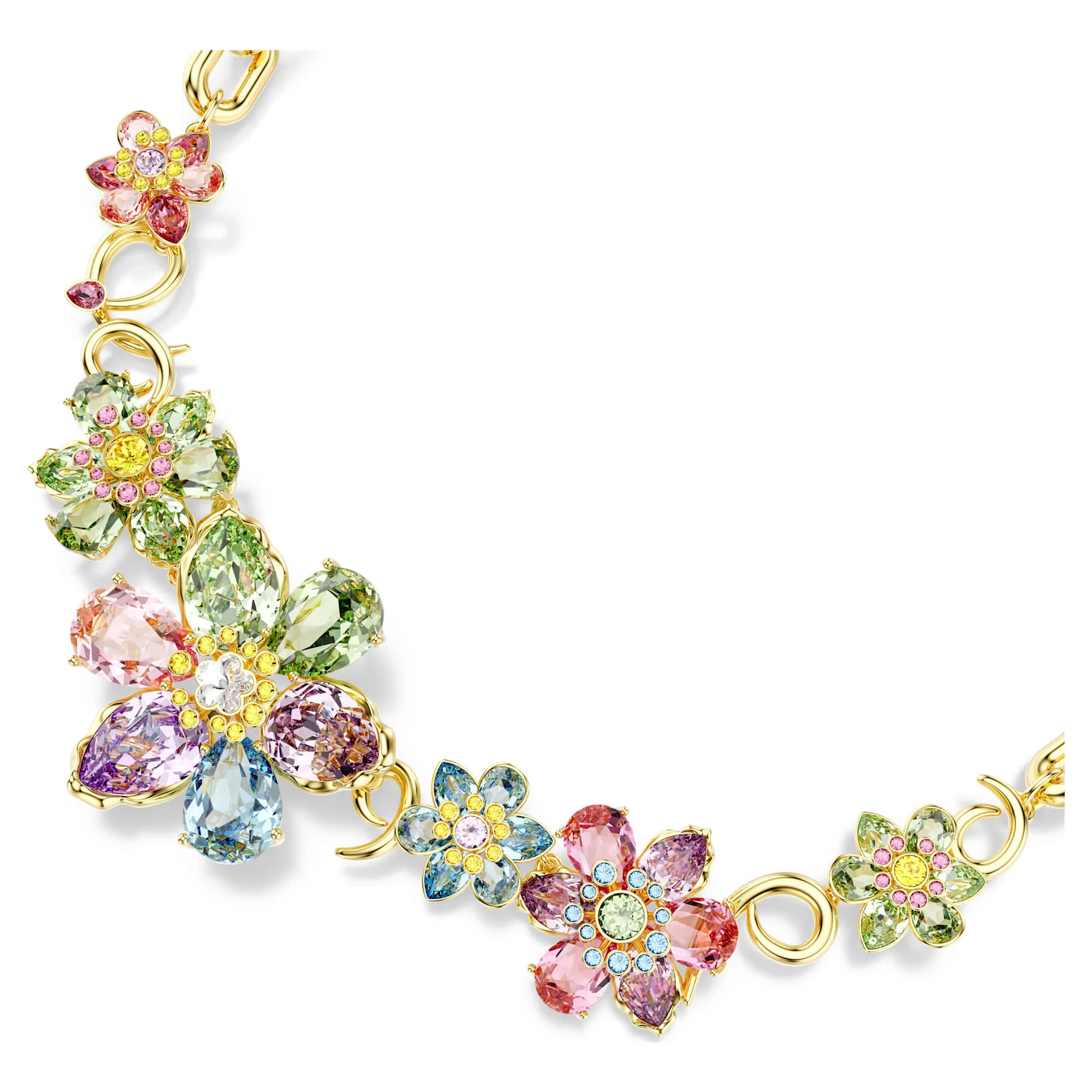 Idyllia necklace Mixed cuts, Flower, Multicolored, Gold-tone plated - Image 4