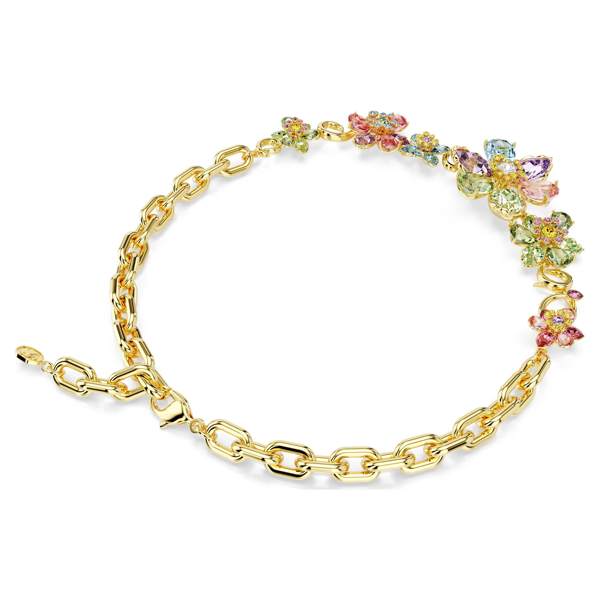Idyllia necklace Mixed cuts, Flower, Multicolored, Gold-tone plated - Image 5