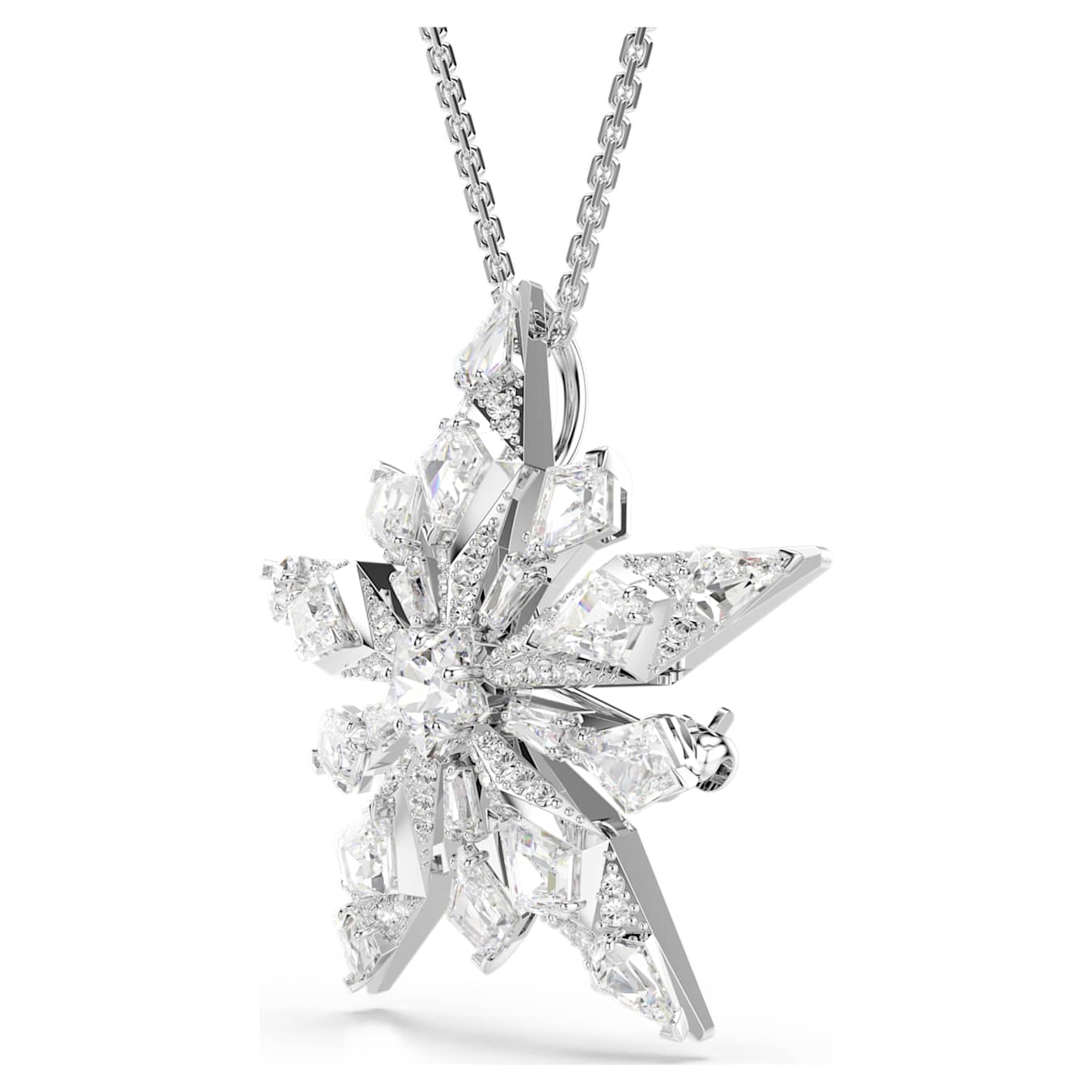 Idyllia pendant and brooch Star, White, Rhodium plated - Image 3
