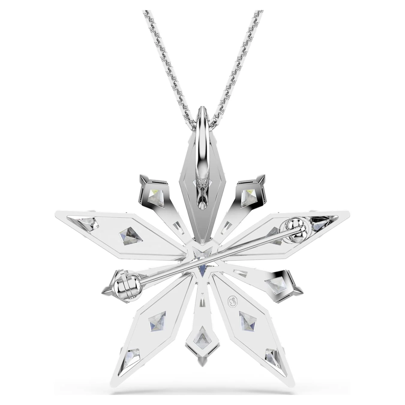 Idyllia pendant and brooch Star, White, Rhodium plated - Image 5