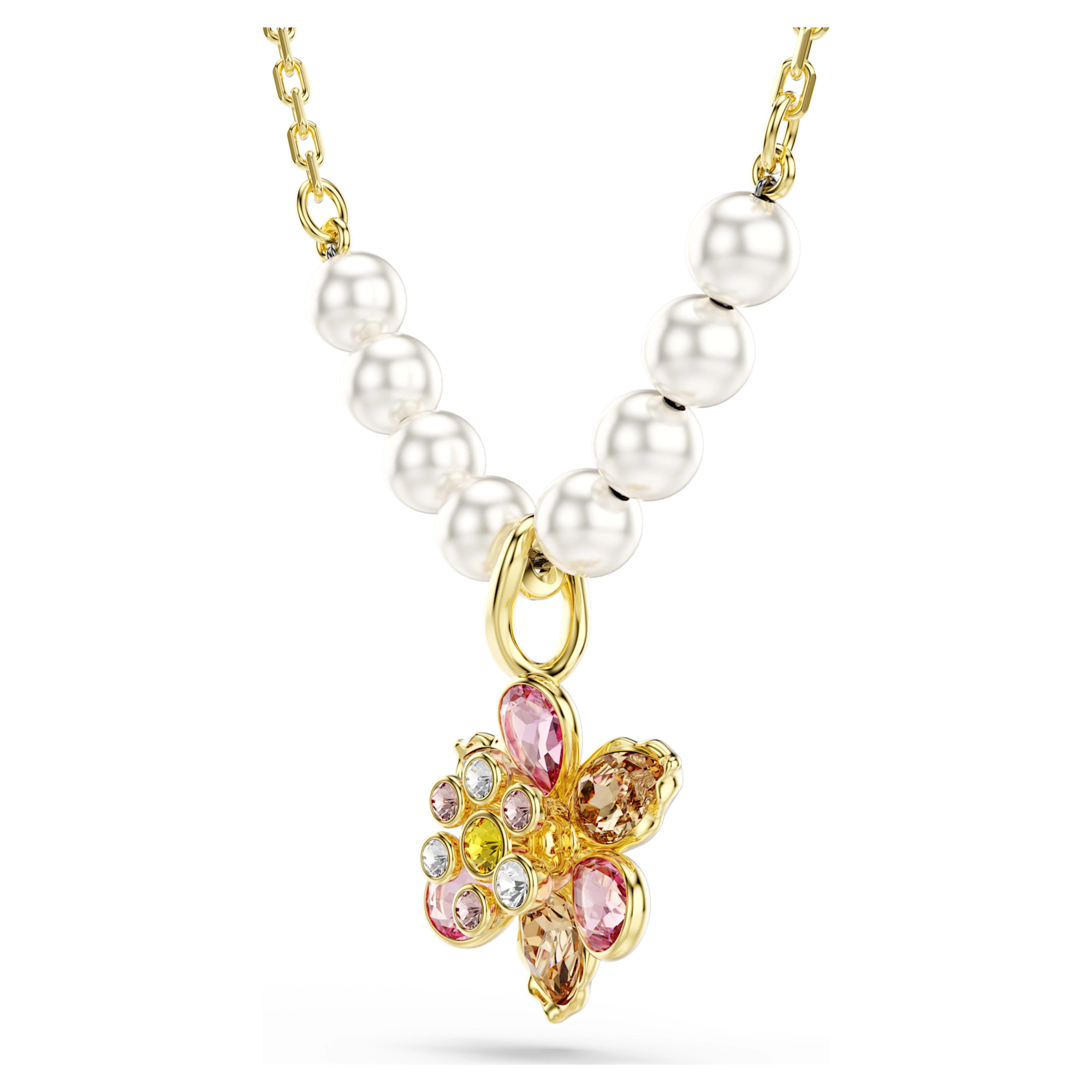 Idyllia pendant Crystal pearl, Mixed cuts, Flower, Multicolored, Gold-tone plated - Image 3