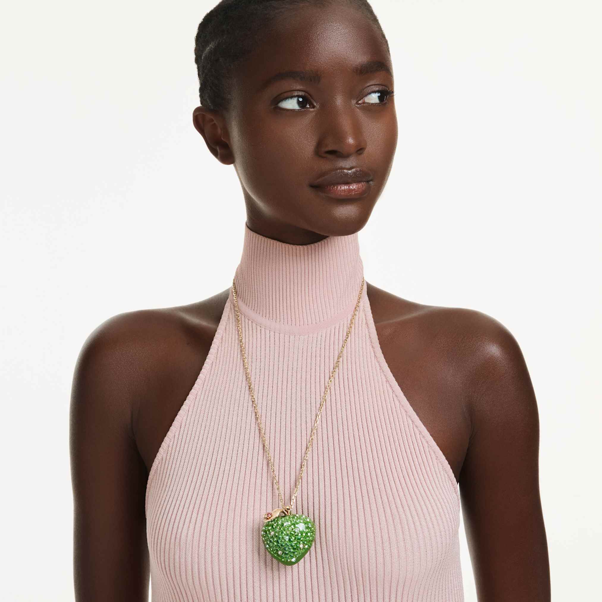 Idyllia pendant Mixed cuts, Apple, Green, Gold-tone plated - Image 5
