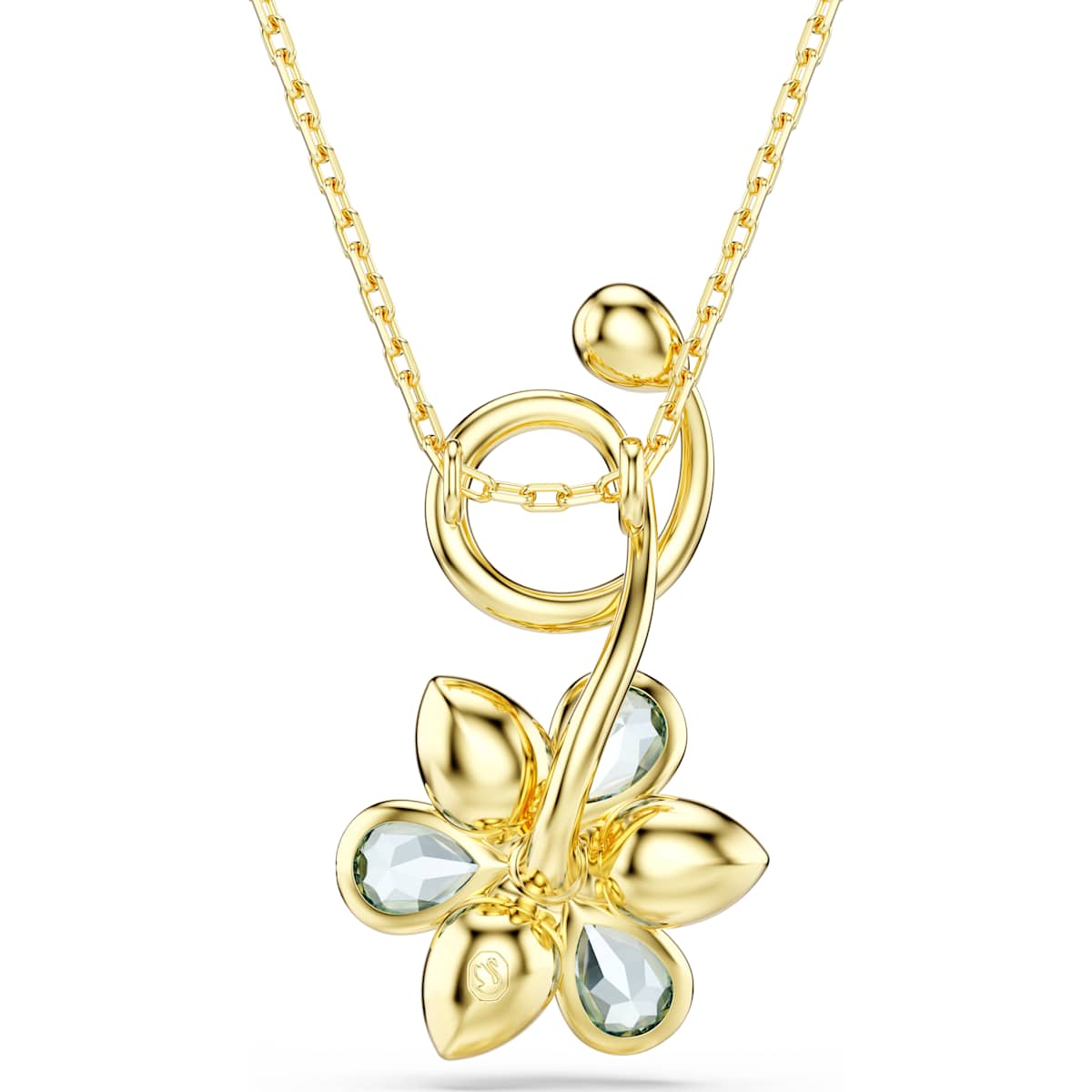 Idyllia pendant, Mixed cuts, Flower, Blue, Gold-tone plated - Image 4