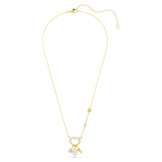 Idyllia pendant Mixed cuts, Heart, Key, Pink, Gold-tone plated - Image 2