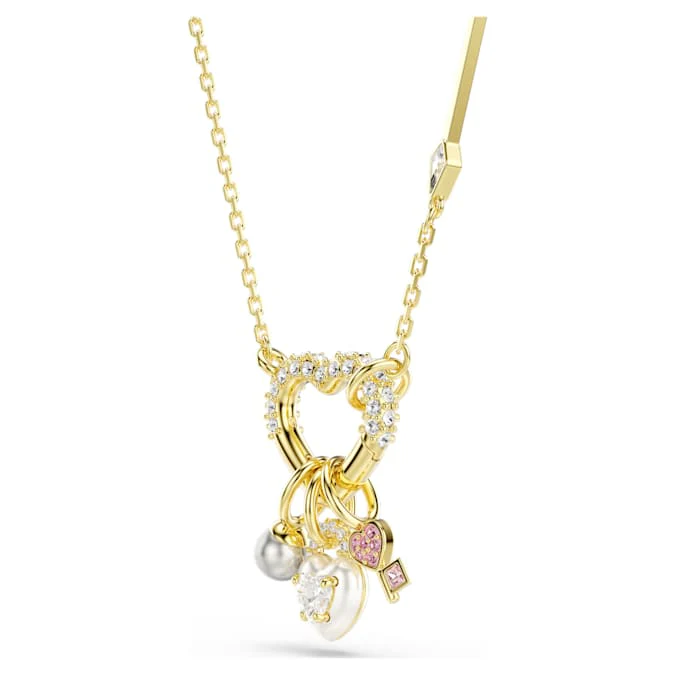 Idyllia pendant Mixed cuts, Heart, Key, Pink, Gold-tone plated - Image 3