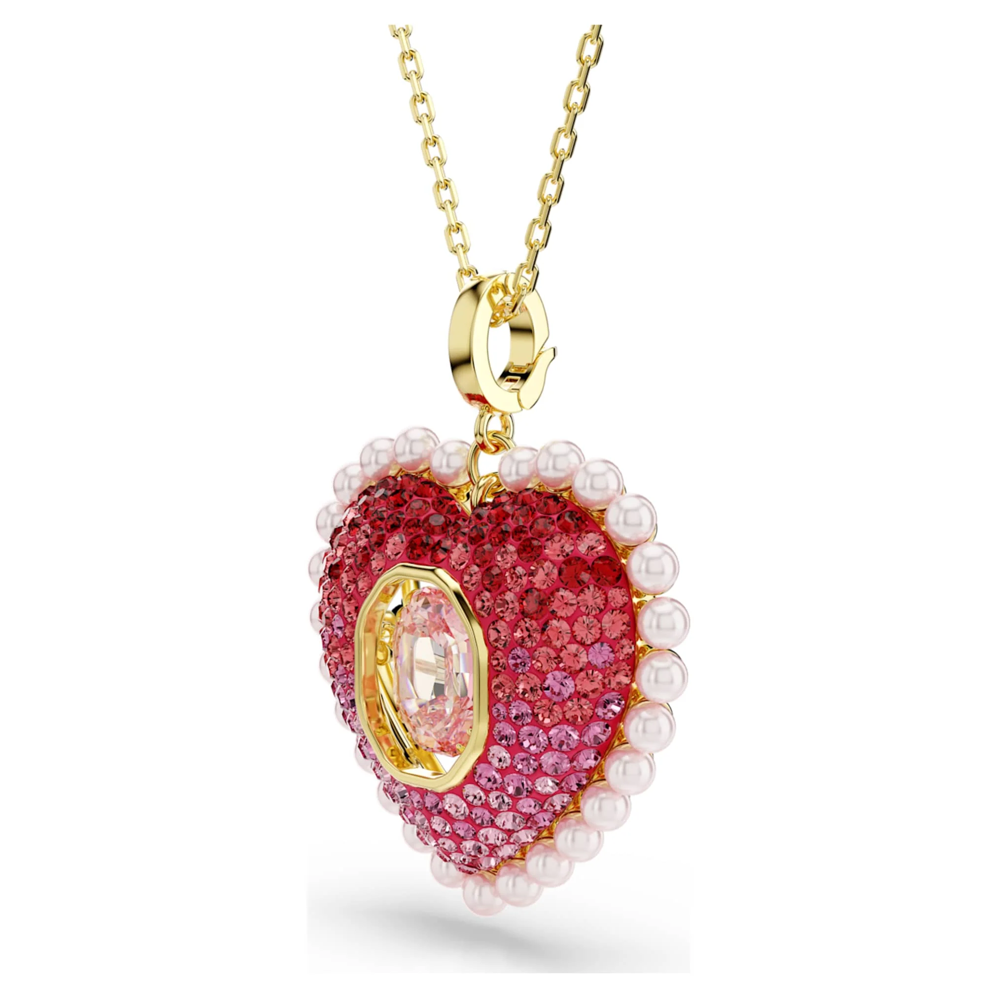Idyllia pendant Mixed cuts, Heart, Pink, Gold-tone plated - Image 3