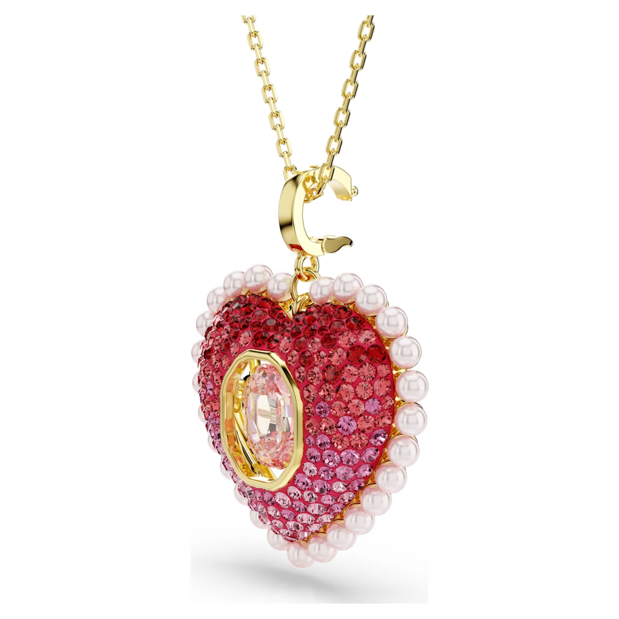 Idyllia pendant Mixed cuts, Heart, Pink, Gold-tone plated - Image 4