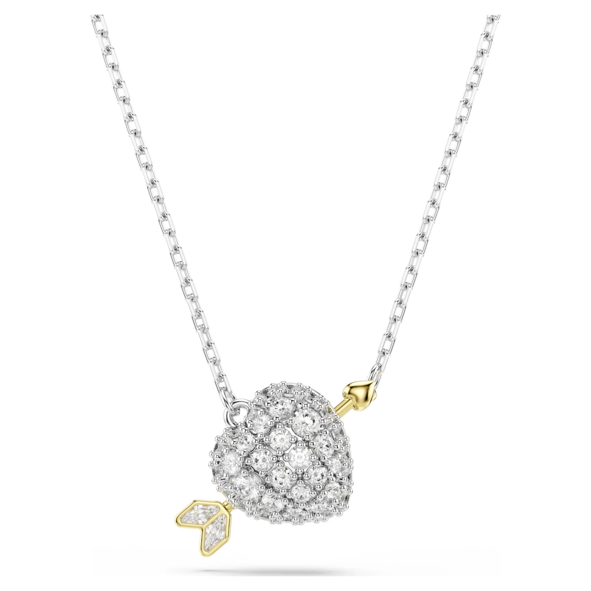 Idyllia pendant Mixed cuts, Heart with arrow, White, Mixed metal finish