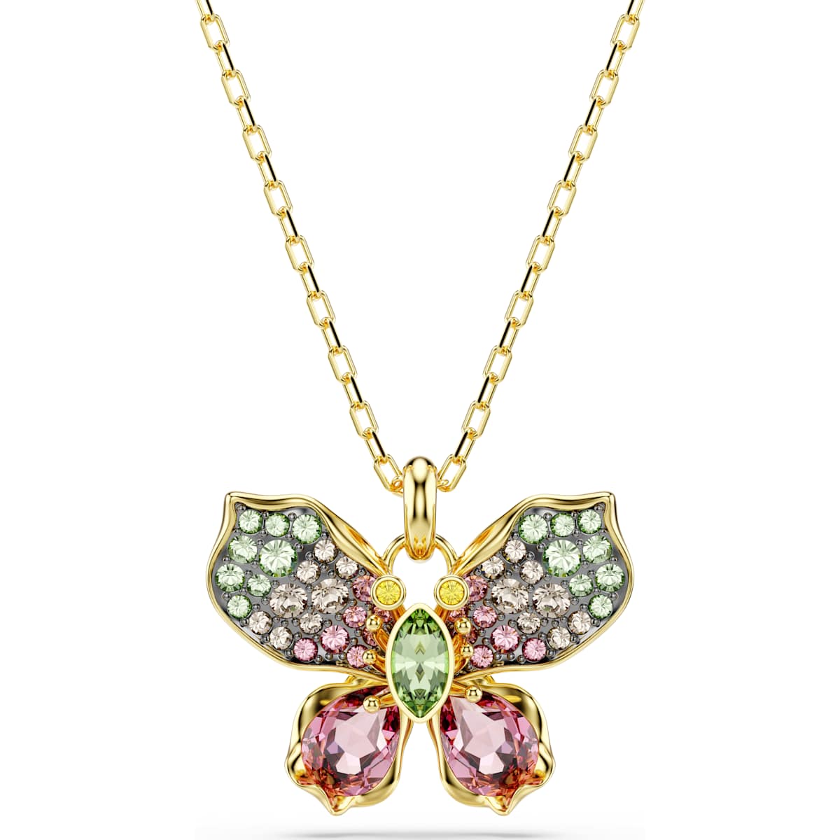 Idyllia pendant, Mixed cuts, Pavé, Butterfly, Multicolored, Mixed metal finish