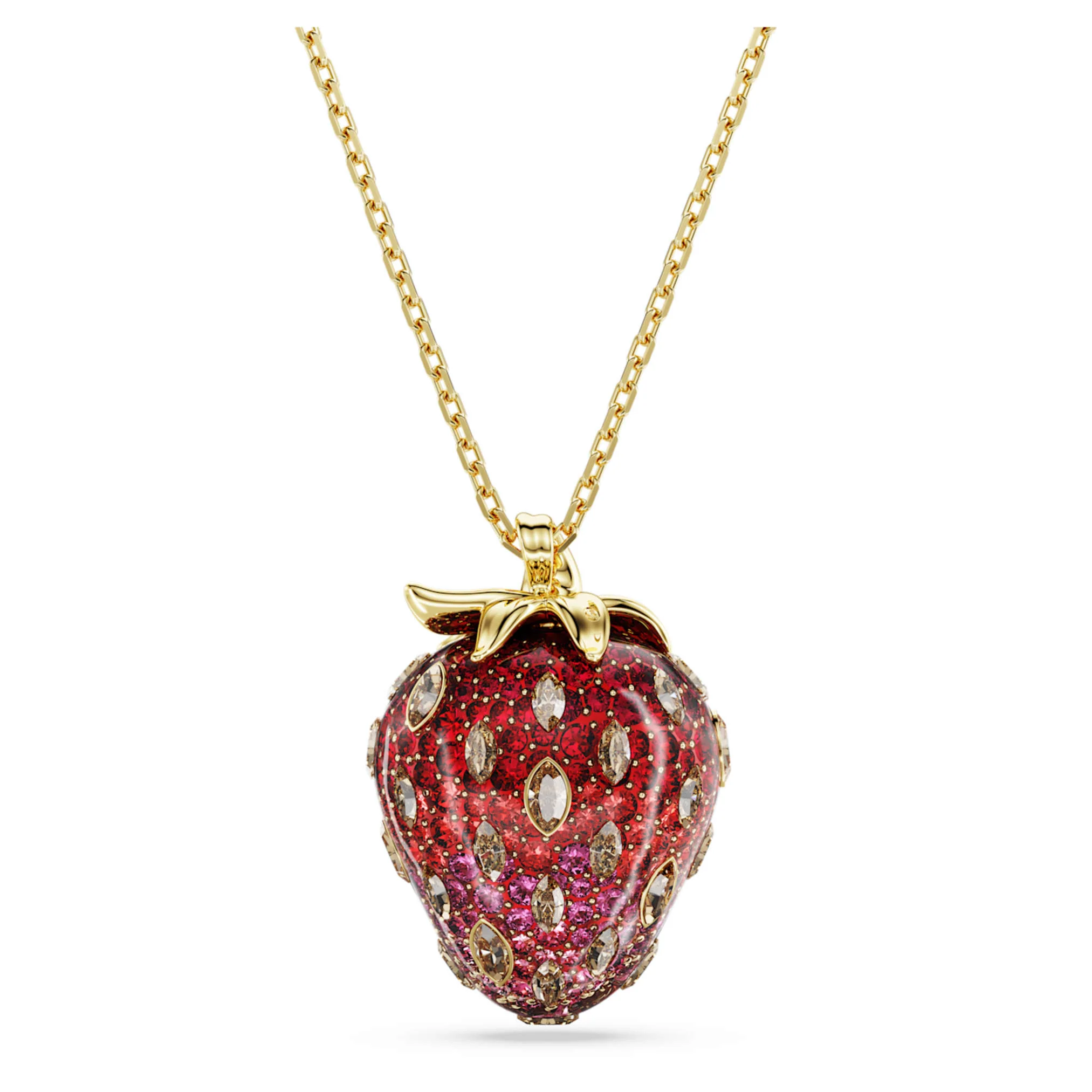 Idyllia pendant Mixed cuts, Strawberry, Red, Gold-tone plated - Image 4