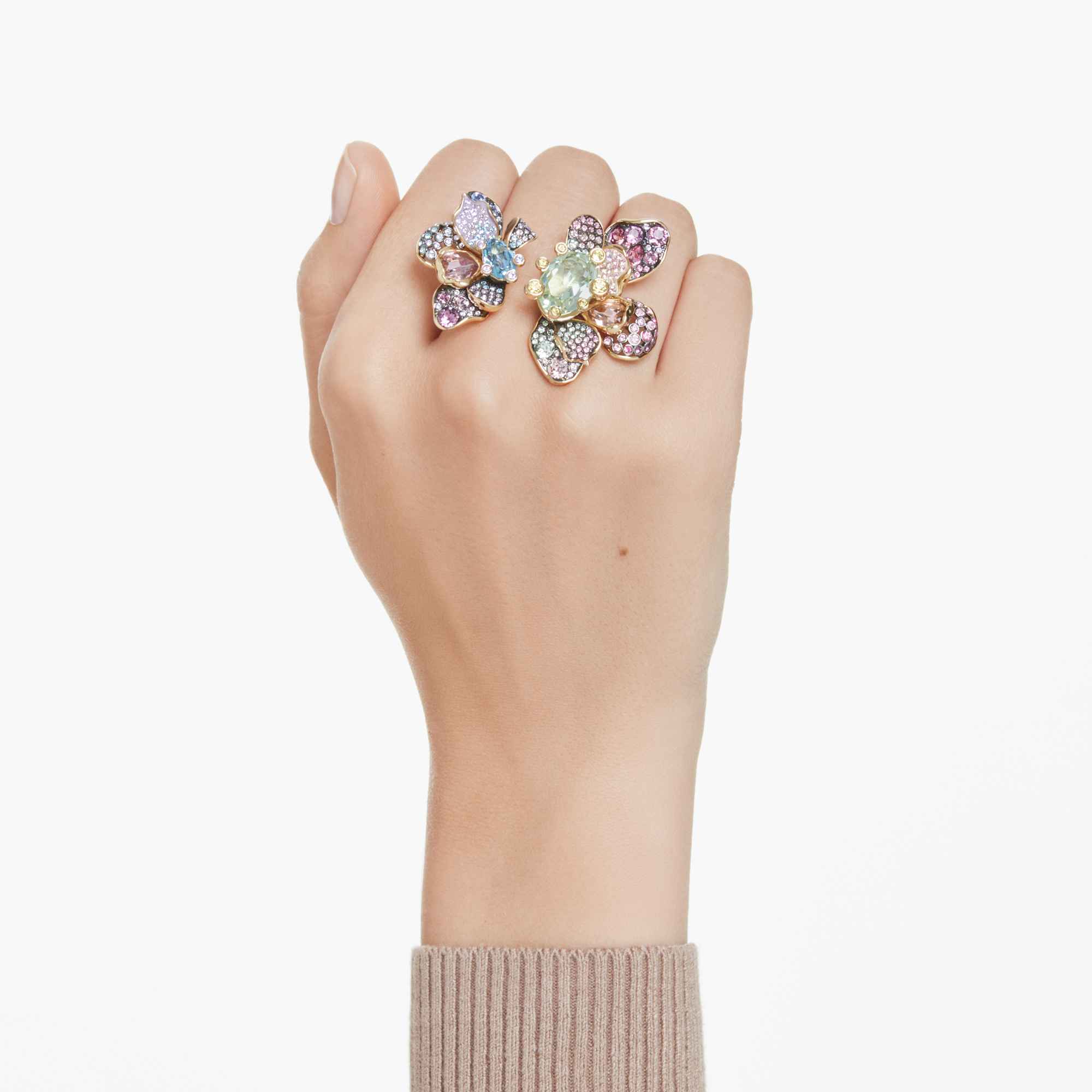 Idyllia ring Mixed cuts, Pavé, Flower, Multicolored, Mixed metal finish - Image 5