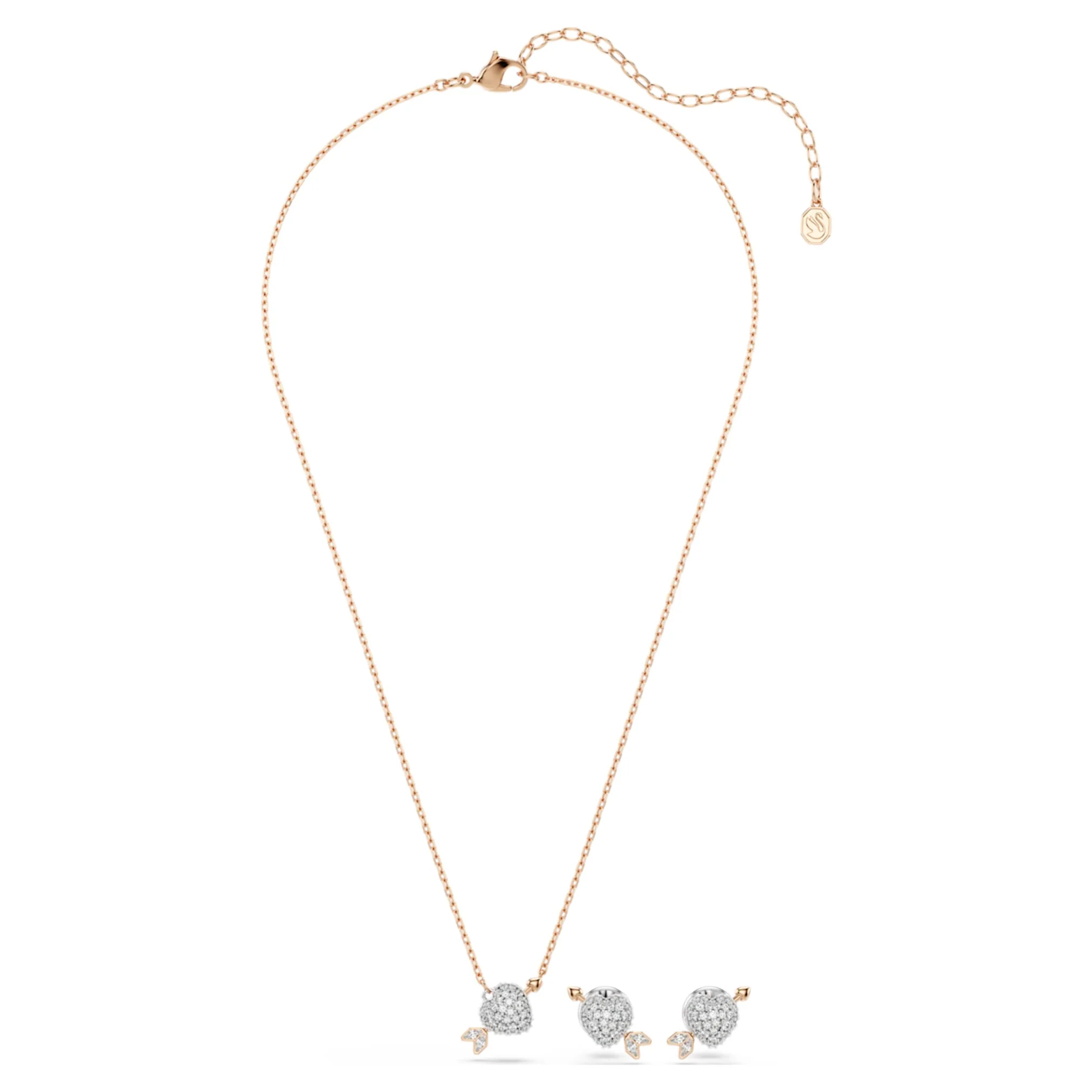 Idyllia set Mixed cuts, Heart with arrow, White, Rose gold-tone plated - Image 2