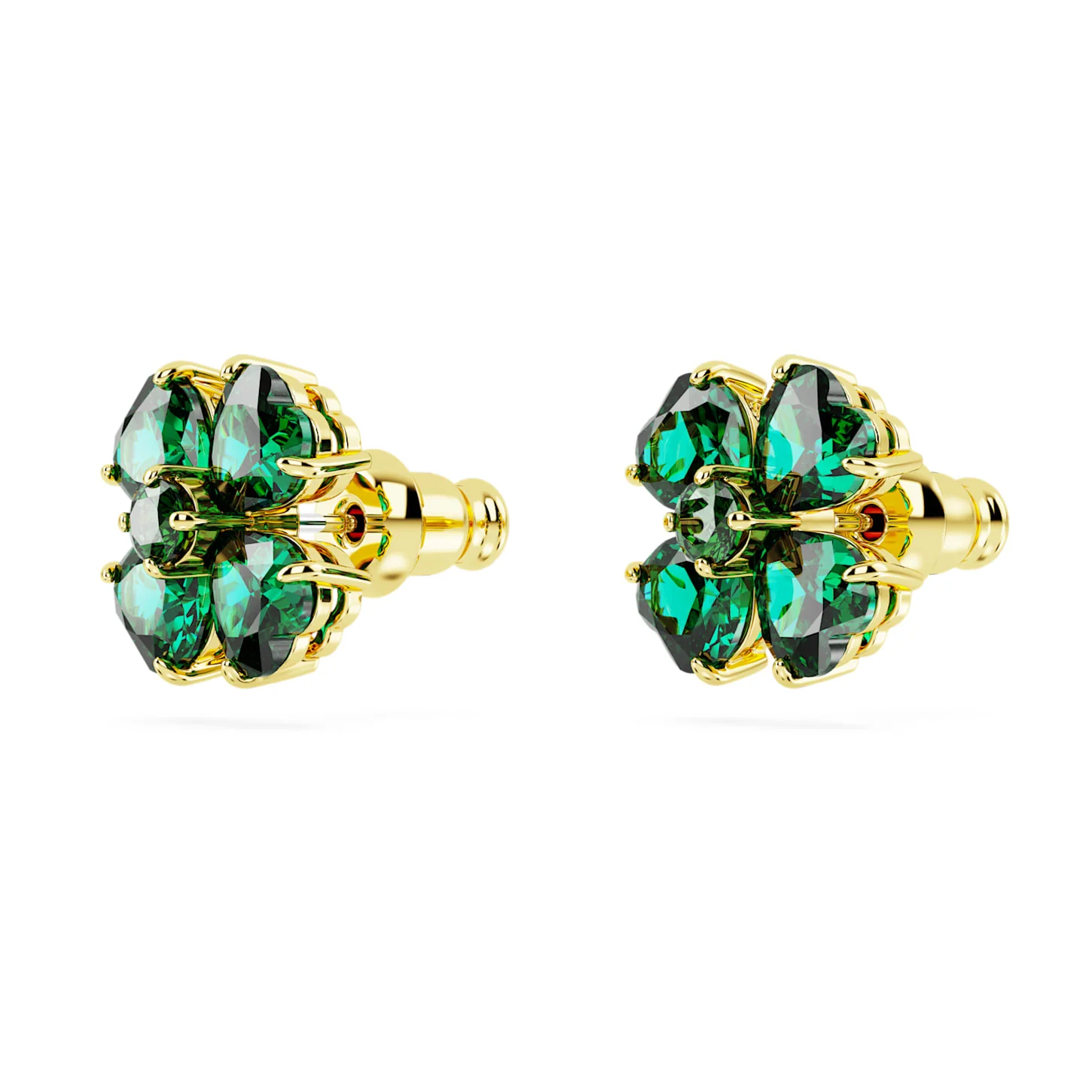 Idyllia stud earrings Clover, Green, Gold-tone plated - Image 3
