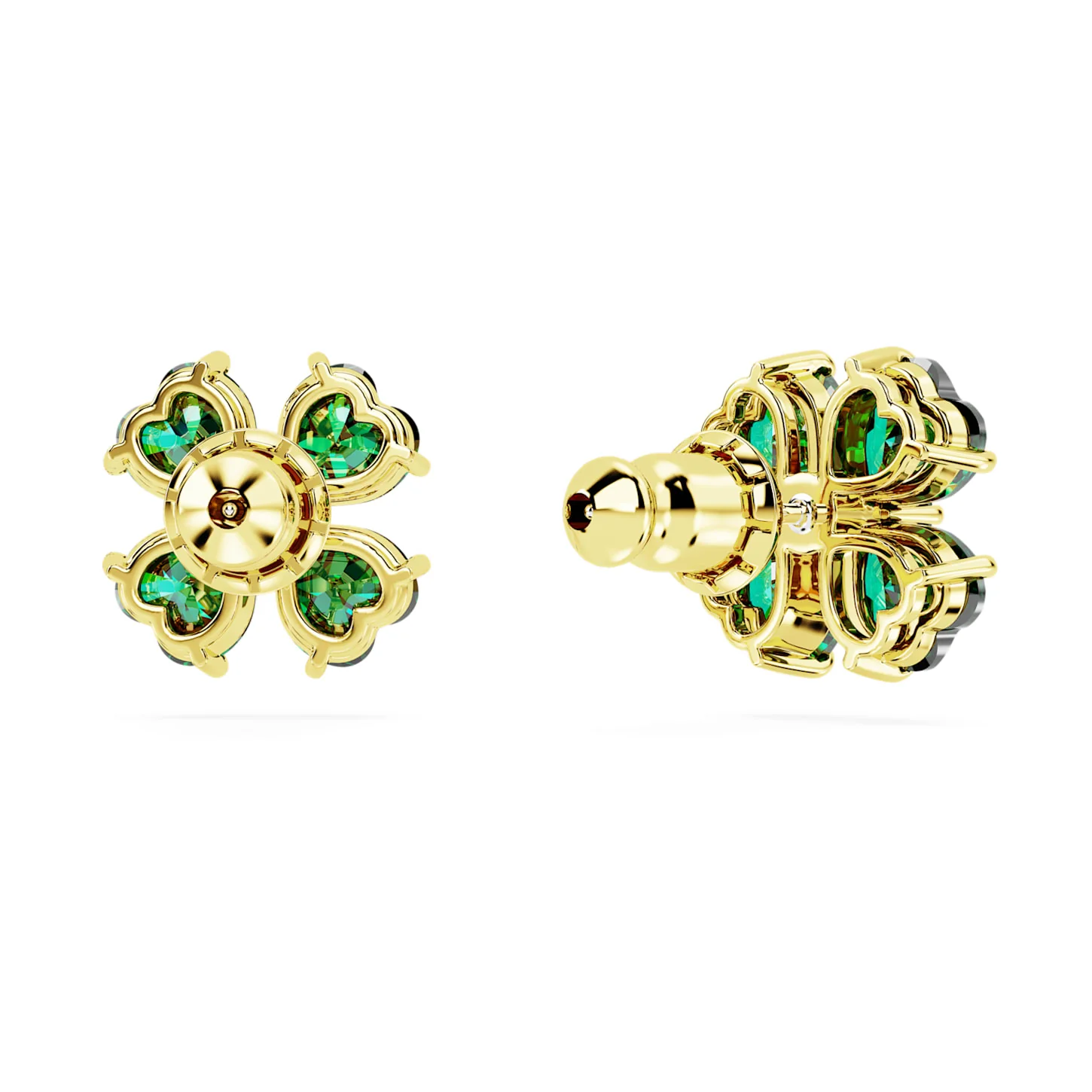 Idyllia stud earrings Clover, Green, Gold-tone plated - Image 4