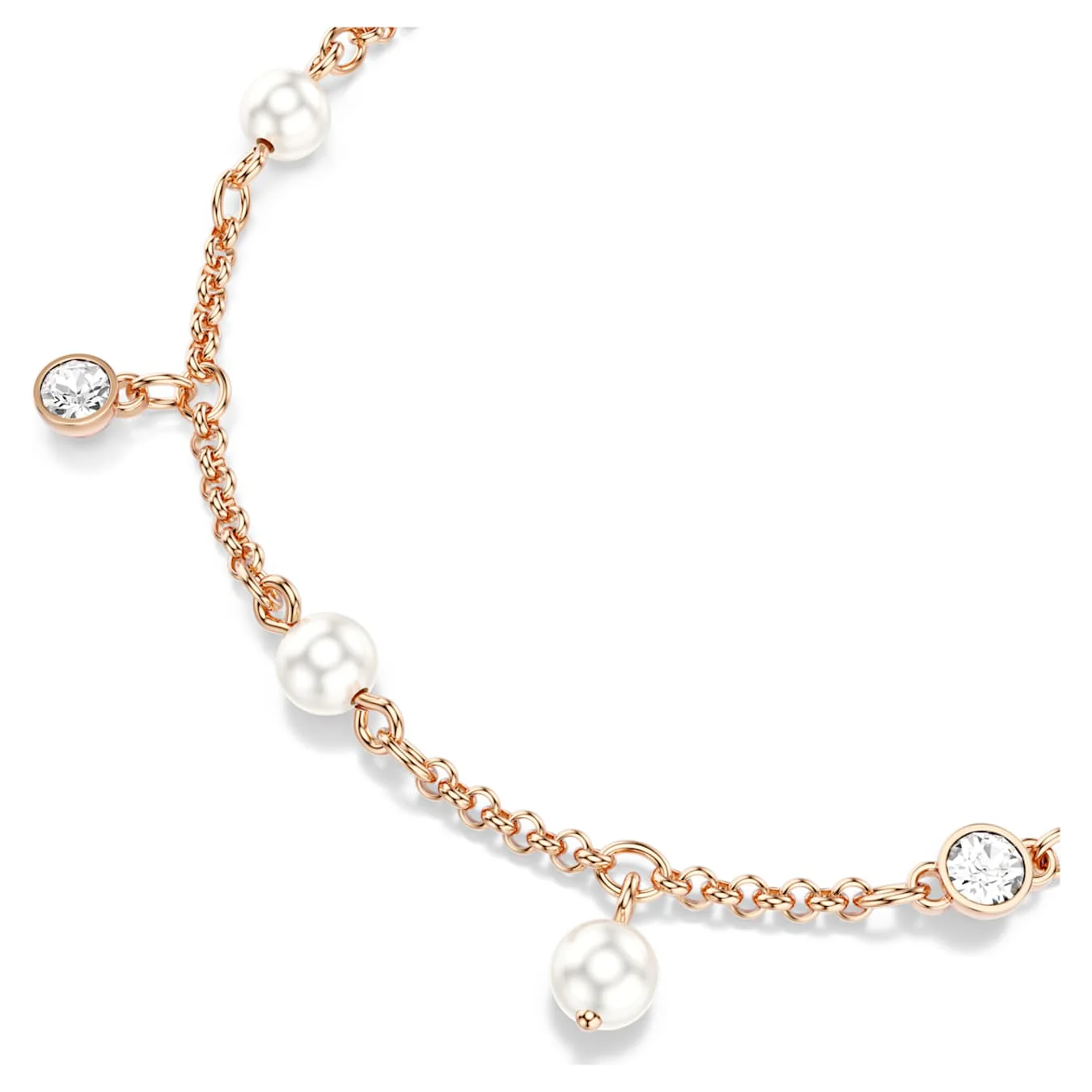Imber bracelet Crystal pearl, Round cut, White, 18K rose gold finish - Image 2