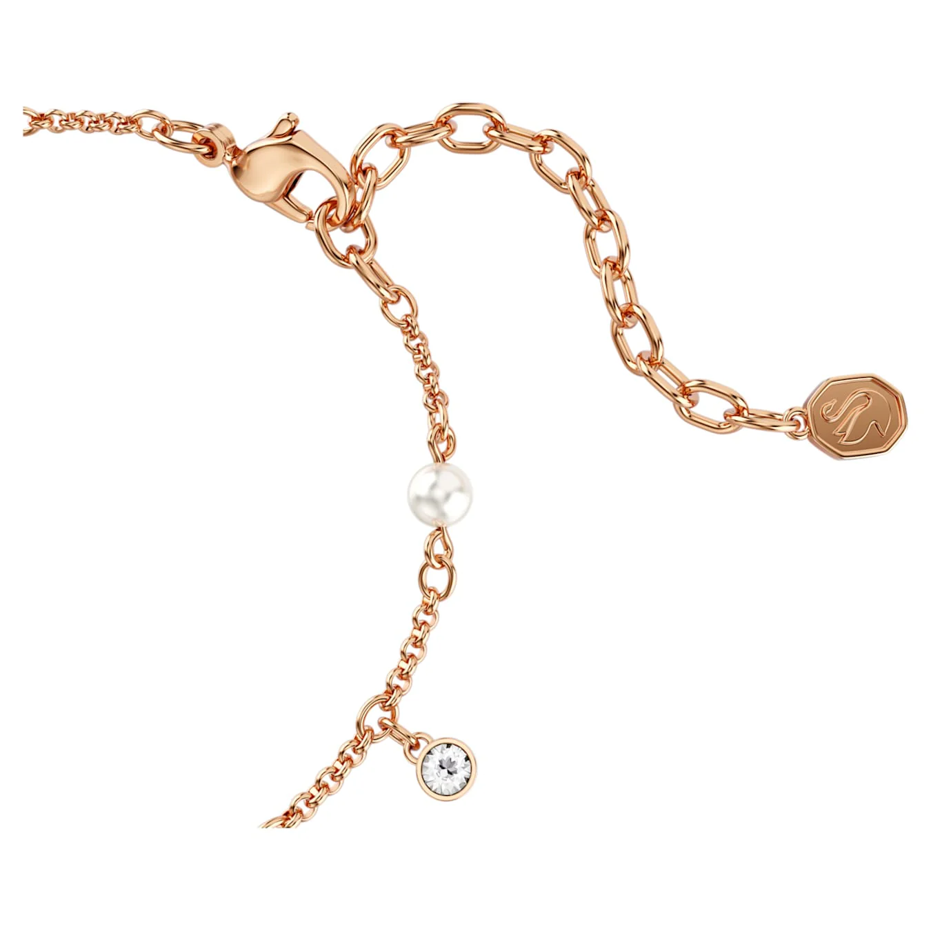 Imber bracelet Crystal pearl, Round cut, White, 18K rose gold finish - Image 3