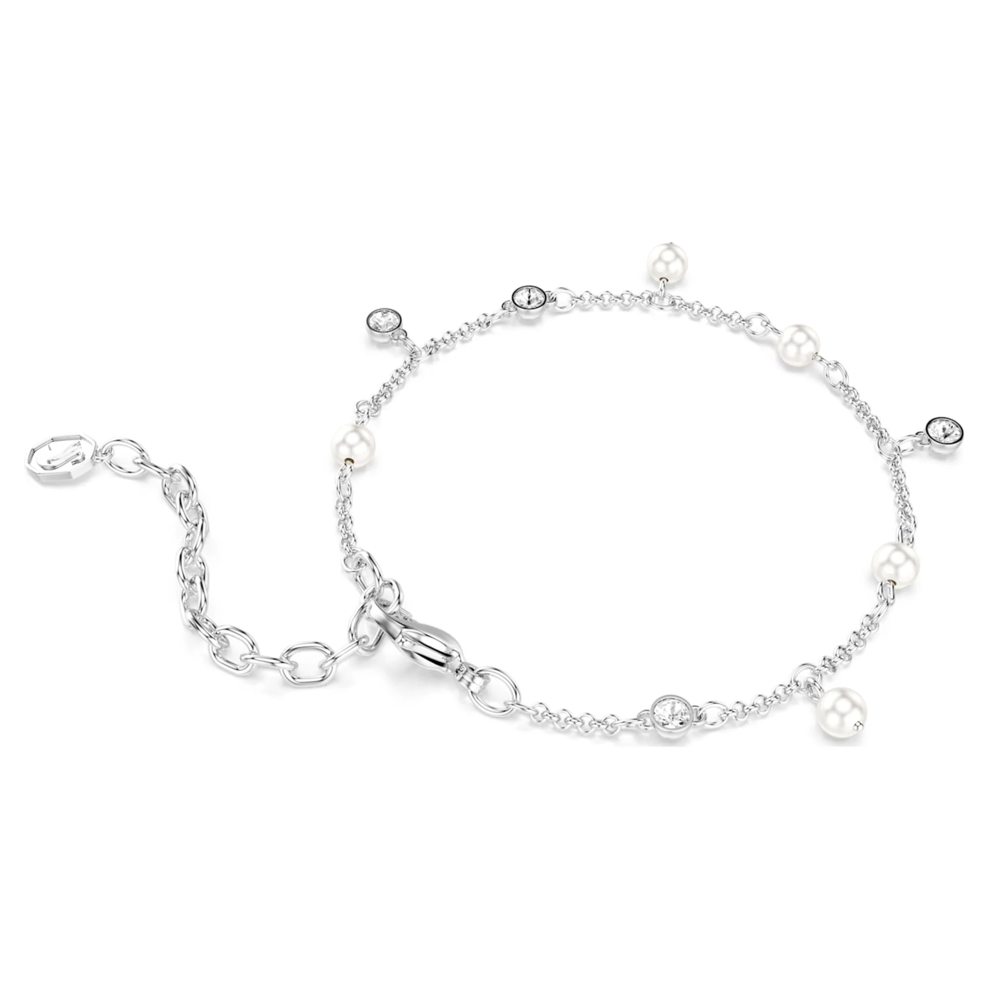 Imber bracelet Crystal pearl, Round cut, White, Rhodium plated - Image 4