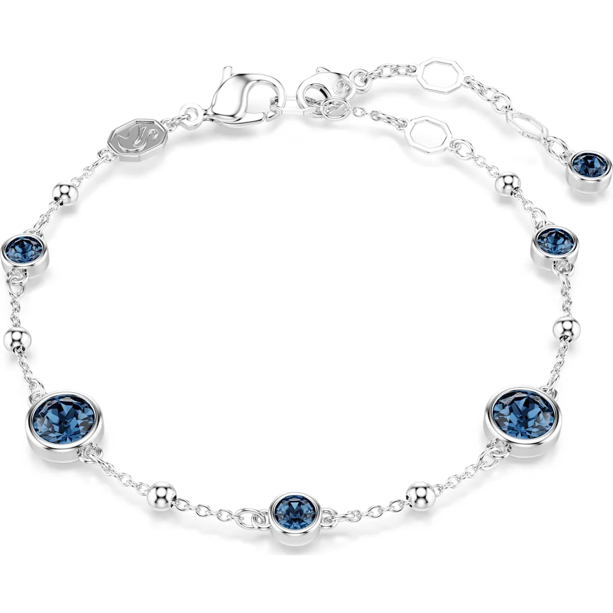 Imber bracelet, Round cut, Blue, Rhodium plated