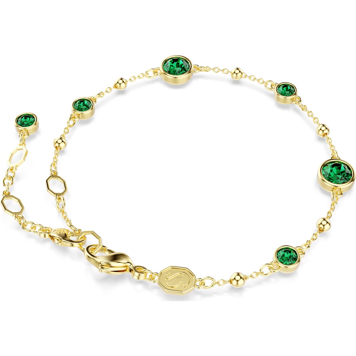 Imber bracelet, Round cut, Green, Gold-tone plated - Image 5