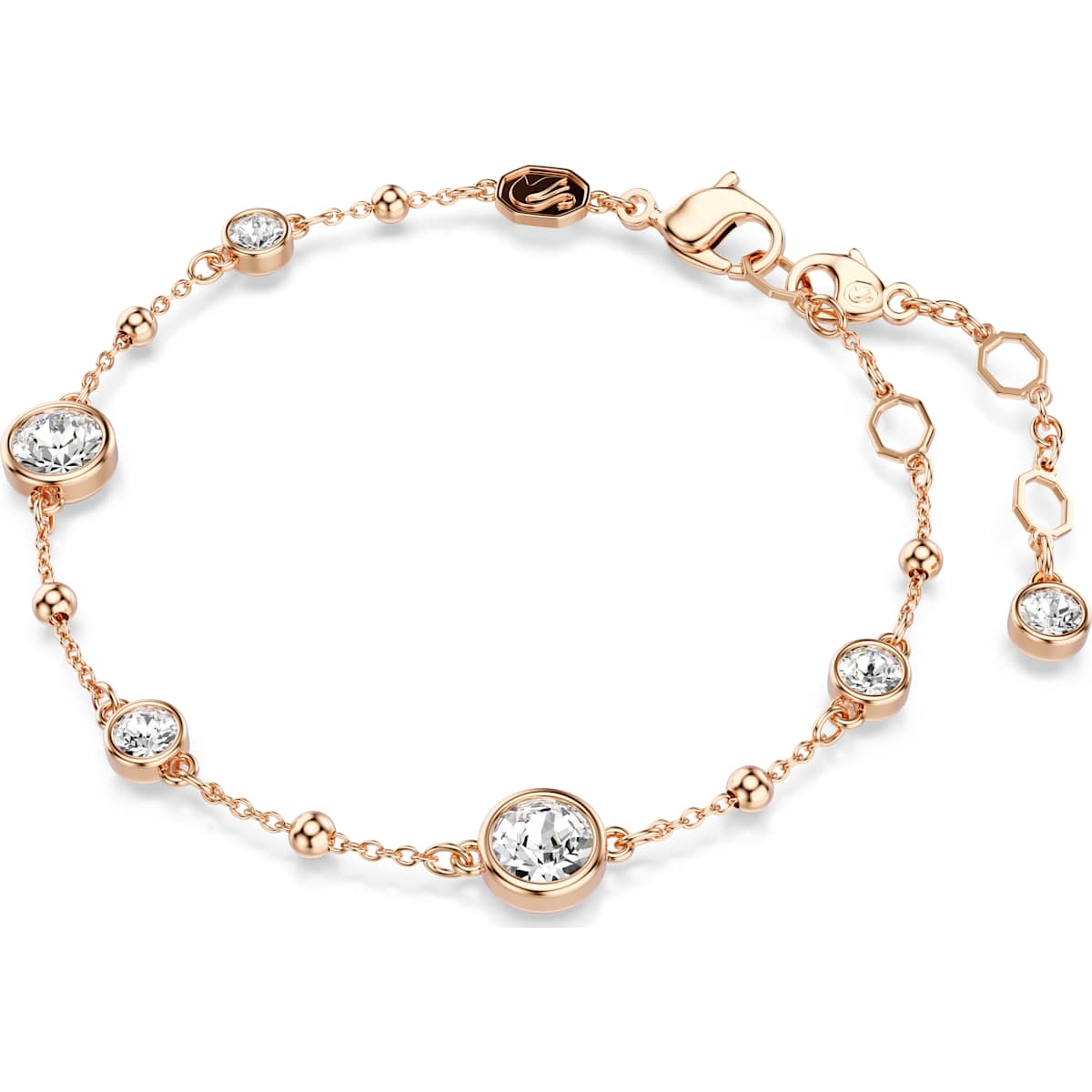 Imber bracelet, Round cut, White, Rose gold-tone plated - Image 2