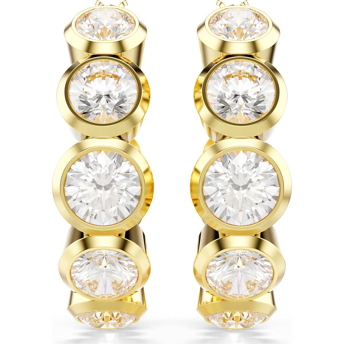 Imber hoop earrings, Round cut, White, Gold-tone plated - Image 2