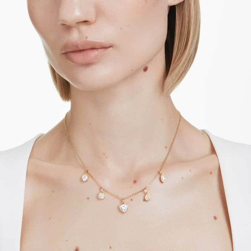 Imber necklace, Mixed cuts, White, Gold-tone plated - Image 6