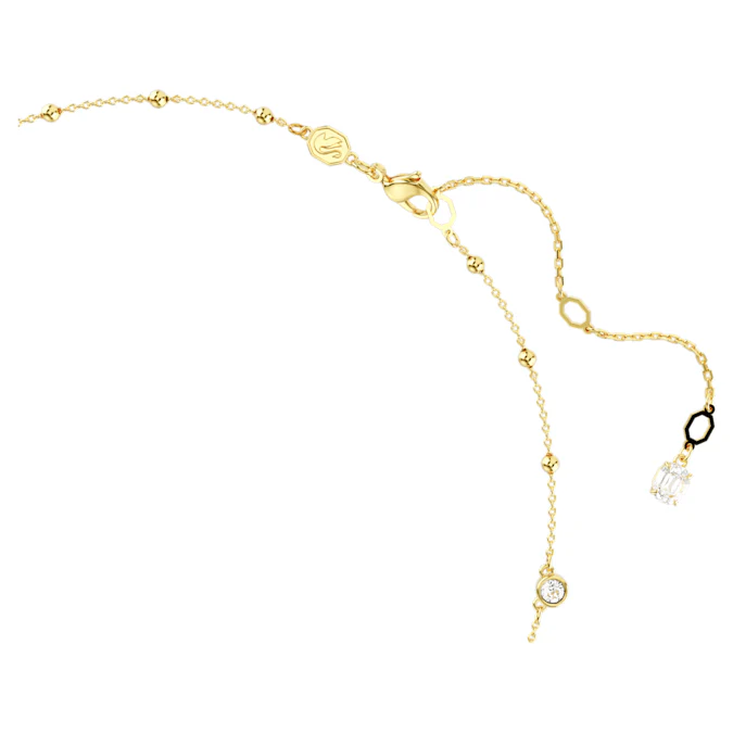 Imber necklace Round cut, Scattered design, White, Gold-tone plated - Image 3