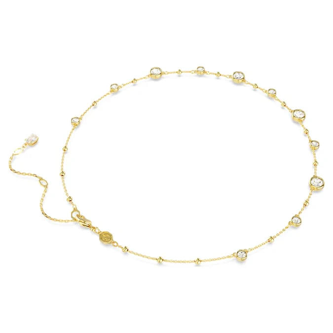 Imber necklace Round cut, Scattered design, White, Gold-tone plated - Image 4