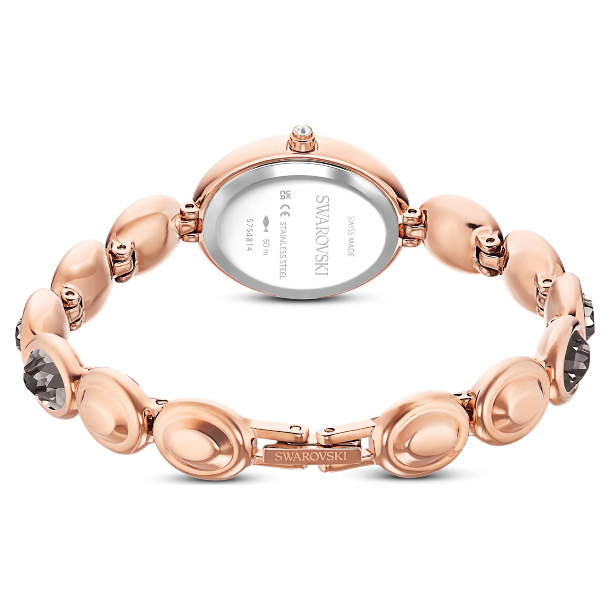 Imber oval watch Swiss Made, Metal bracelet, Black, Rose gold-tone finish - Image 3