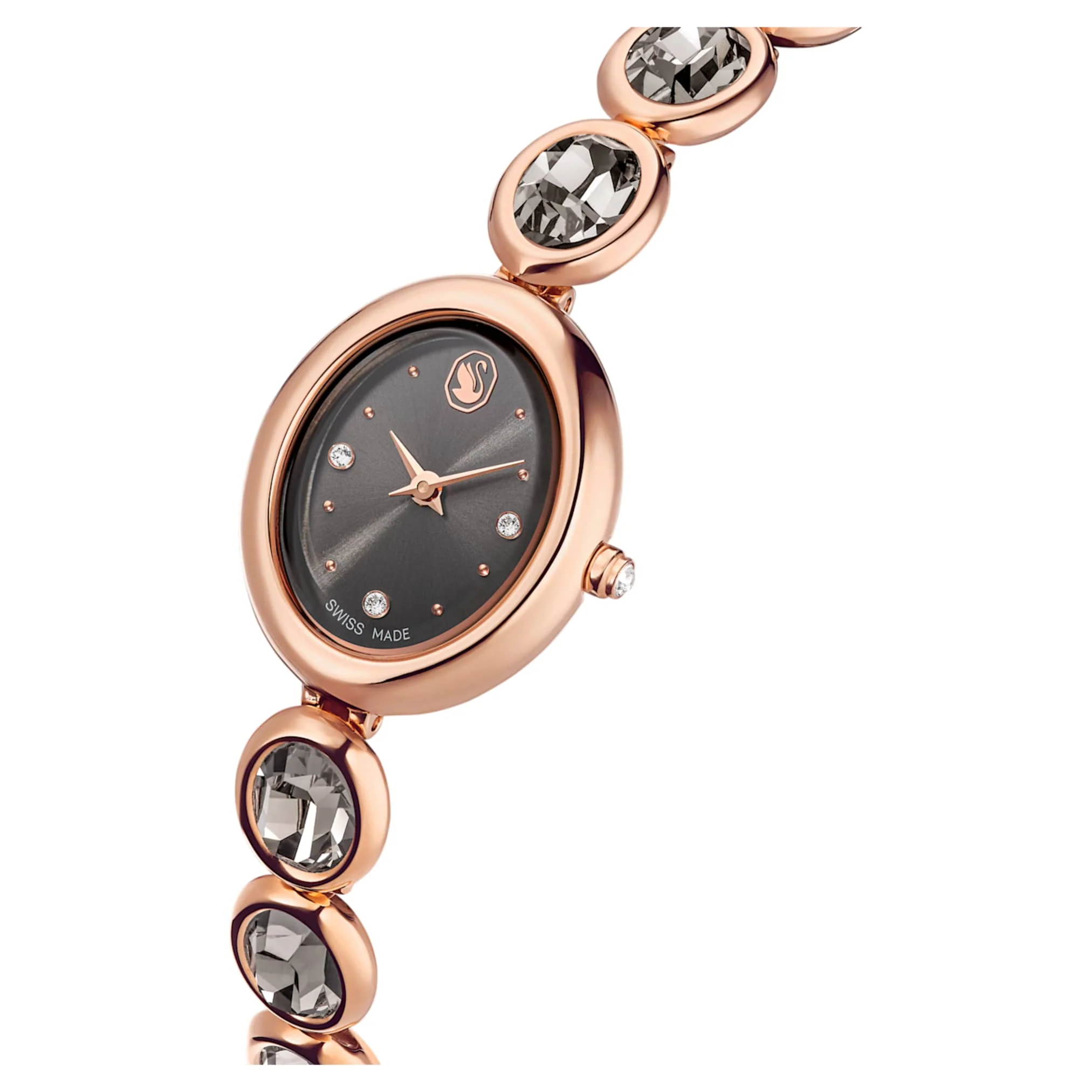 Imber oval watch Swiss Made, Metal bracelet, Black, Rose gold-tone finish - Image 4