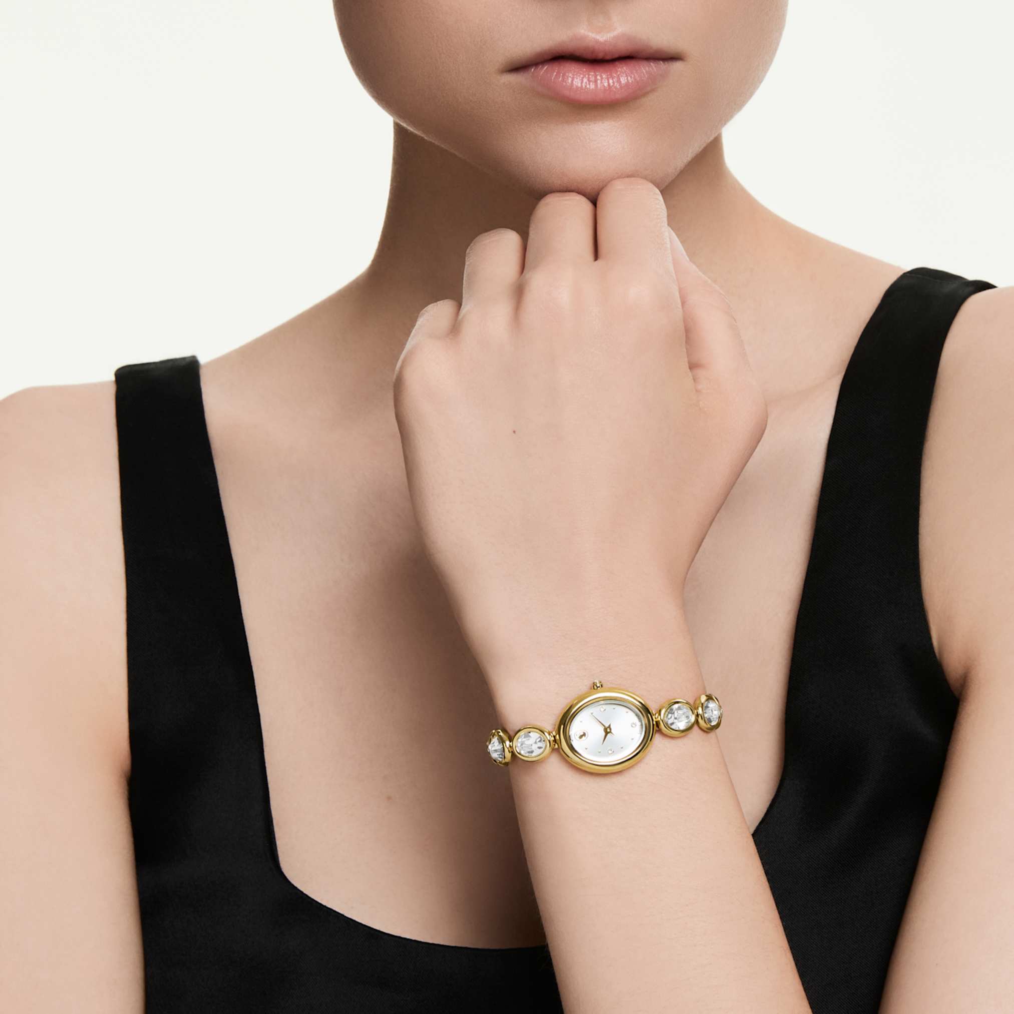 Imber oval watch Swiss Made, Metal bracelet, Gold tone, Gold-tone finish - Image 6