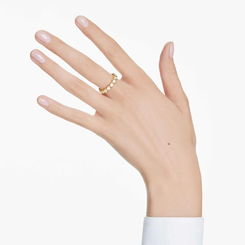Imber ring, Round cut, White, Gold-tone plated - Image 4
