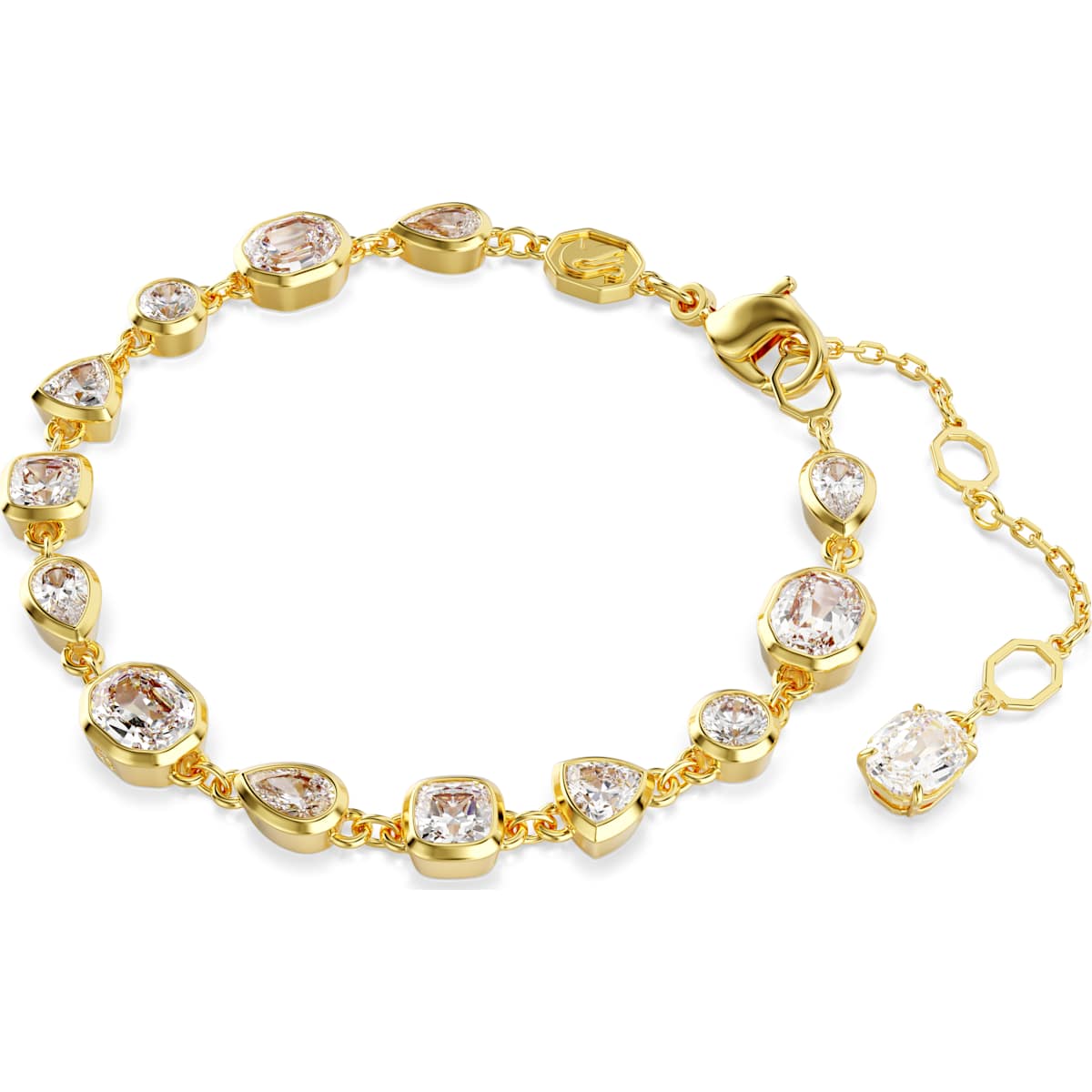 Imber Tennis bracelet, Mixed cuts, White, Gold-tone plated - Image 2