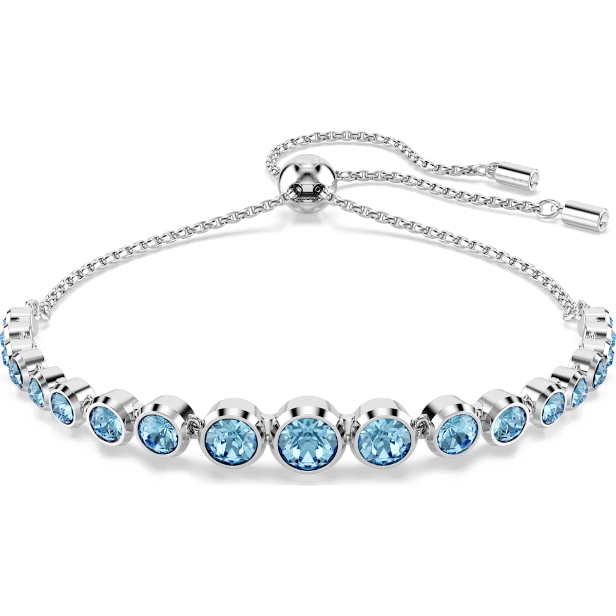 Imber Tennis bracelet, Mixed round cuts, Blue, Rhodium plated