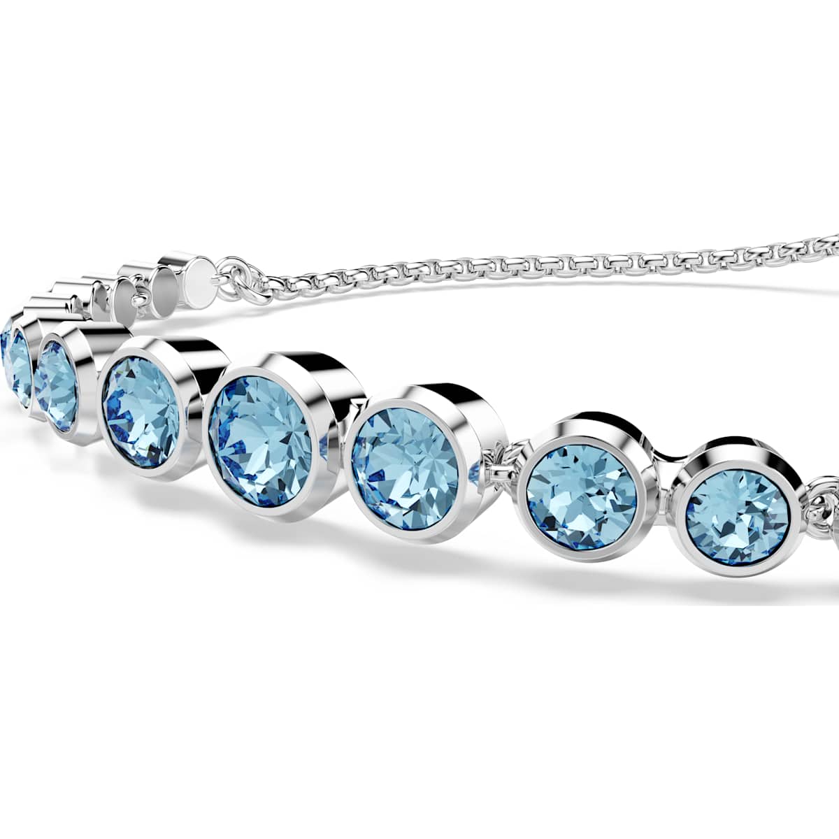 Imber Tennis bracelet, Mixed round cuts, Blue, Rhodium plated - Image 4