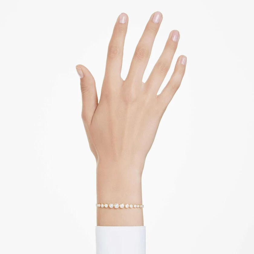 Imber Tennis bracelet Mixed round cuts, White, Gold-tone plated - Image 6