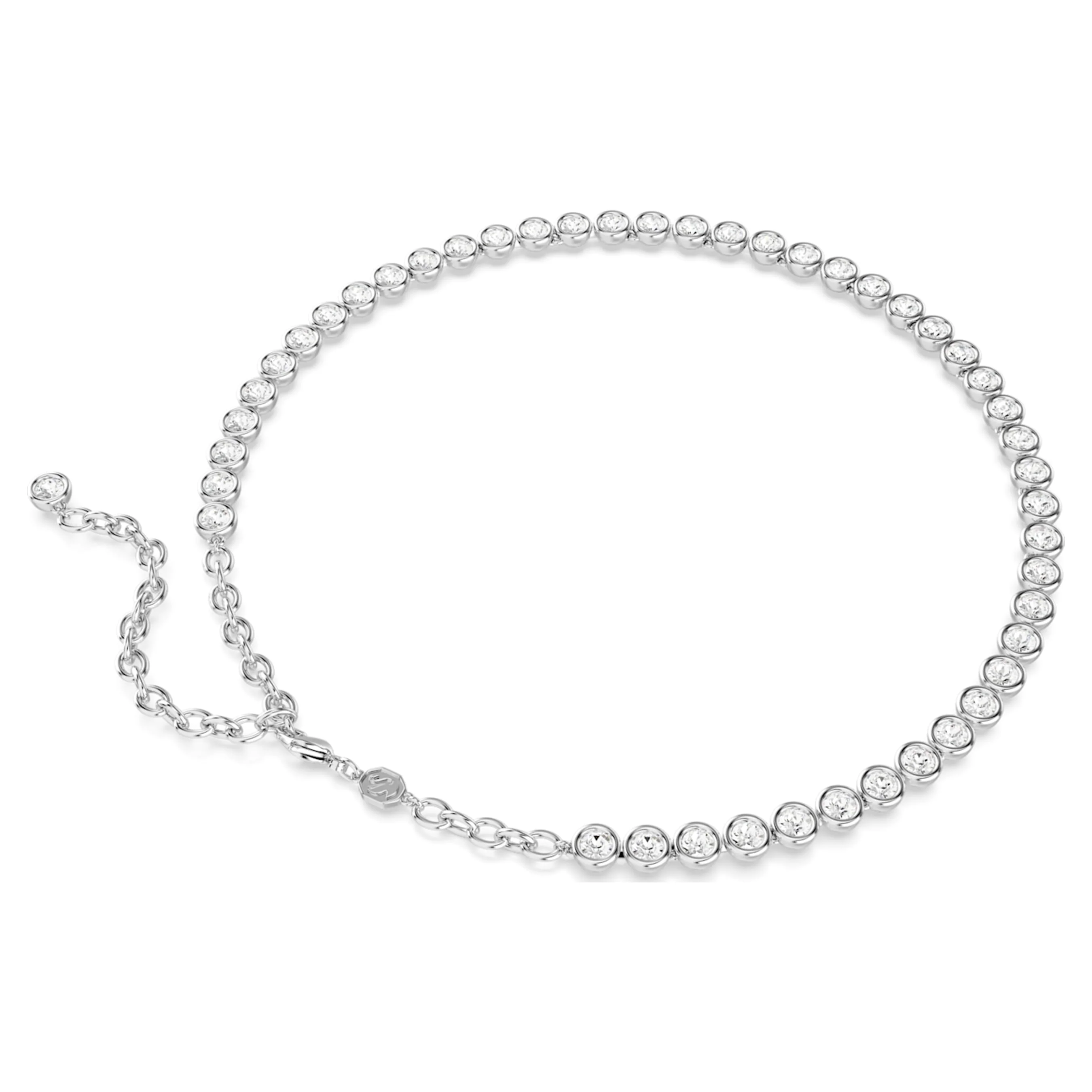 Imber Tennis necklace Round cut, White, Rhodium plated - Image 4