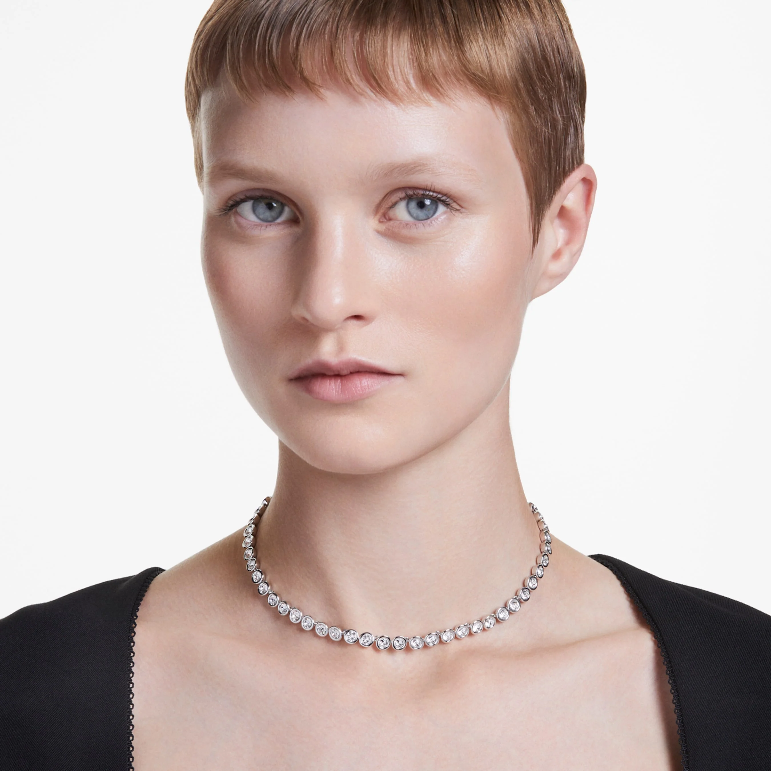 Imber Tennis necklace Round cut, White, Rhodium plated - Image 7